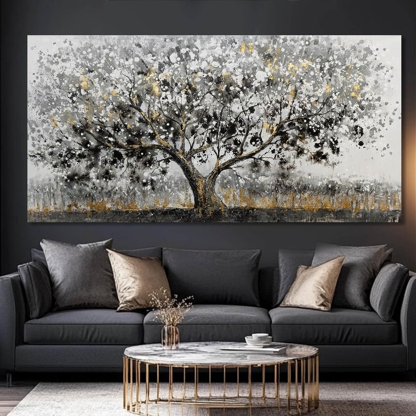 SDYA Tree Prints for Wall Decor Gold Large Paintings Vintage Home Decor 29"x58" Kitchen Pictures for Wall Artwork for Living Room