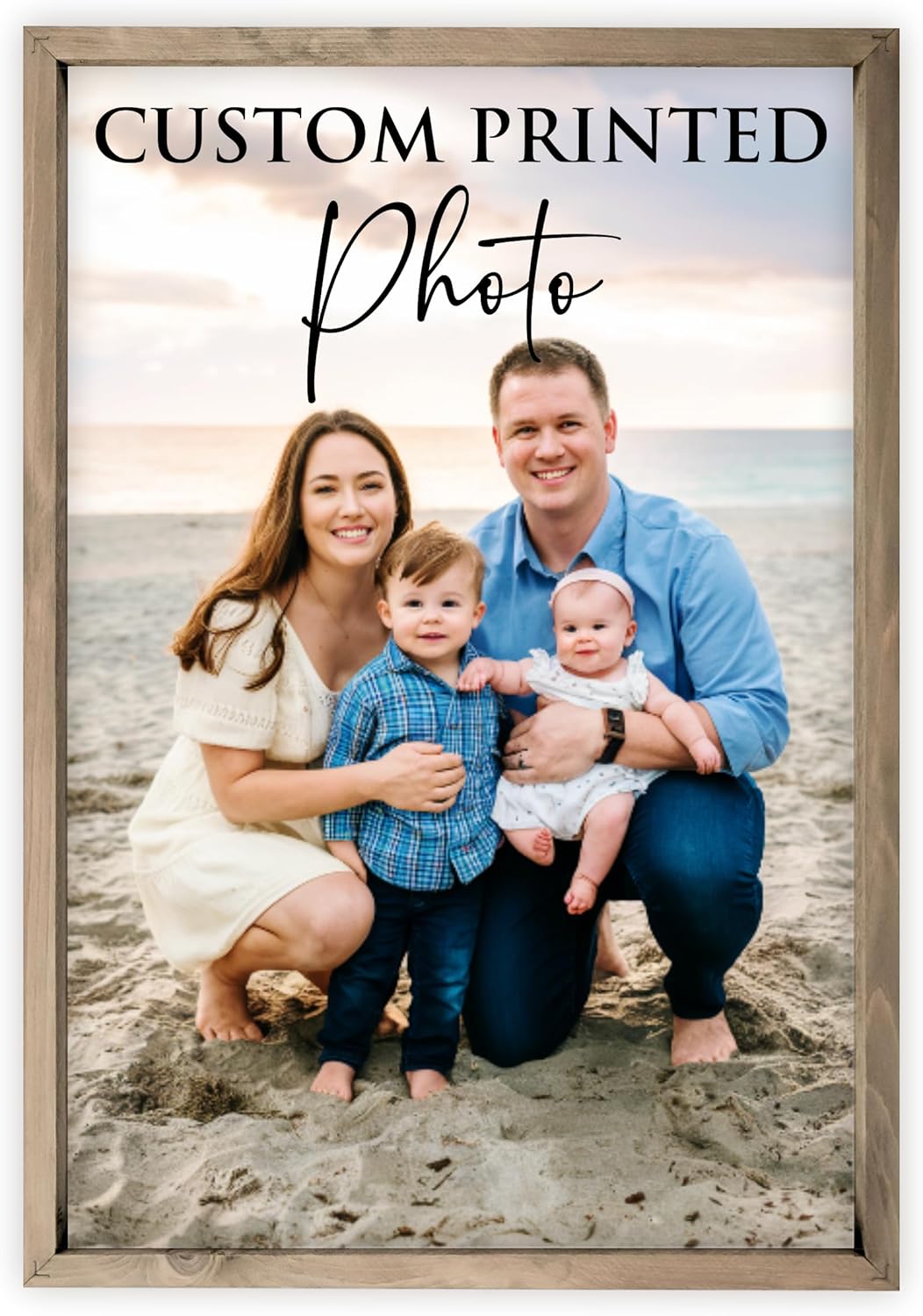 MRC Wood Products Custom Printed Portrait – Personalized Photo Artwork on Canvas Textured Board – 4 Size Options & 2 Frame Choices
