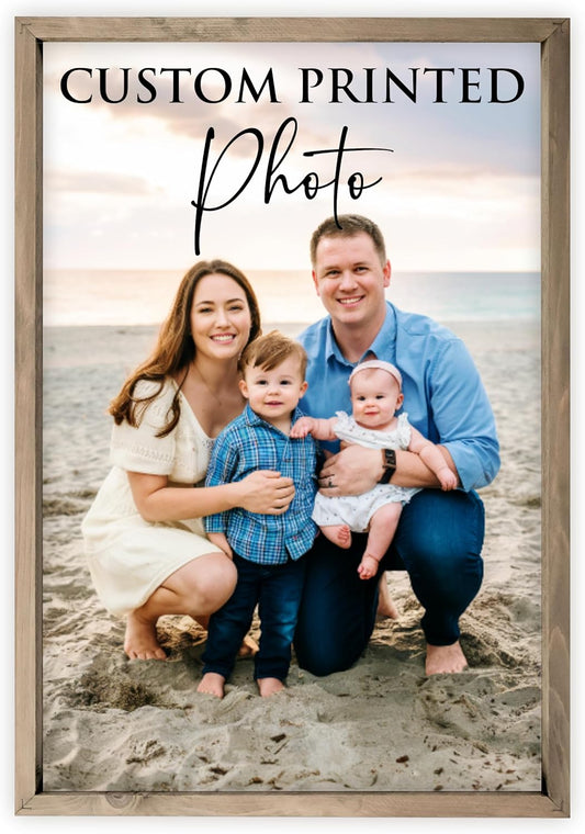 MRC Wood Products Custom Printed Portrait – Personalized Photo Artwork on Canvas Textured Board – 4 Size Options & 2 Frame Choices