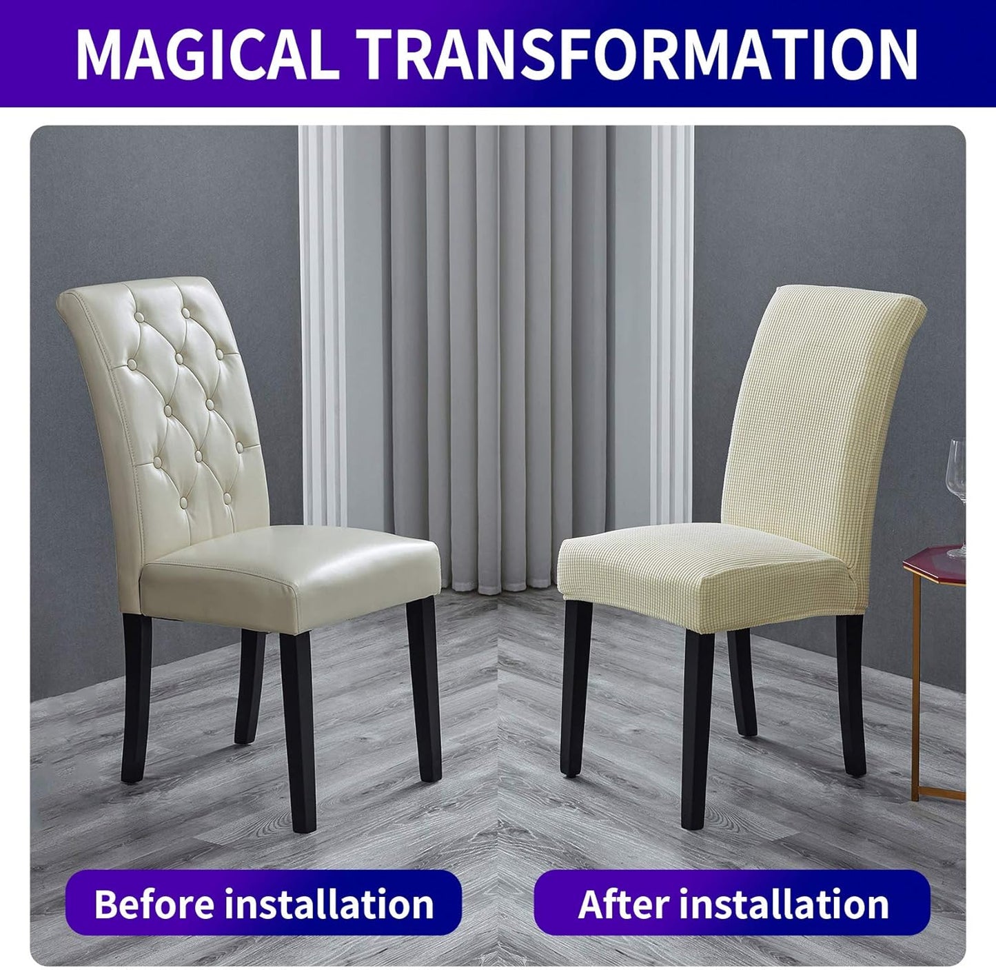 Howhic Stretch Chair Covers for Dining Room Set of 8, Removable Washable Dining Room Chair Covers, Dining Chair Slipcovers Seat Protectors, Great Decor for Home and Banquet (Ivory, 8 Pack)