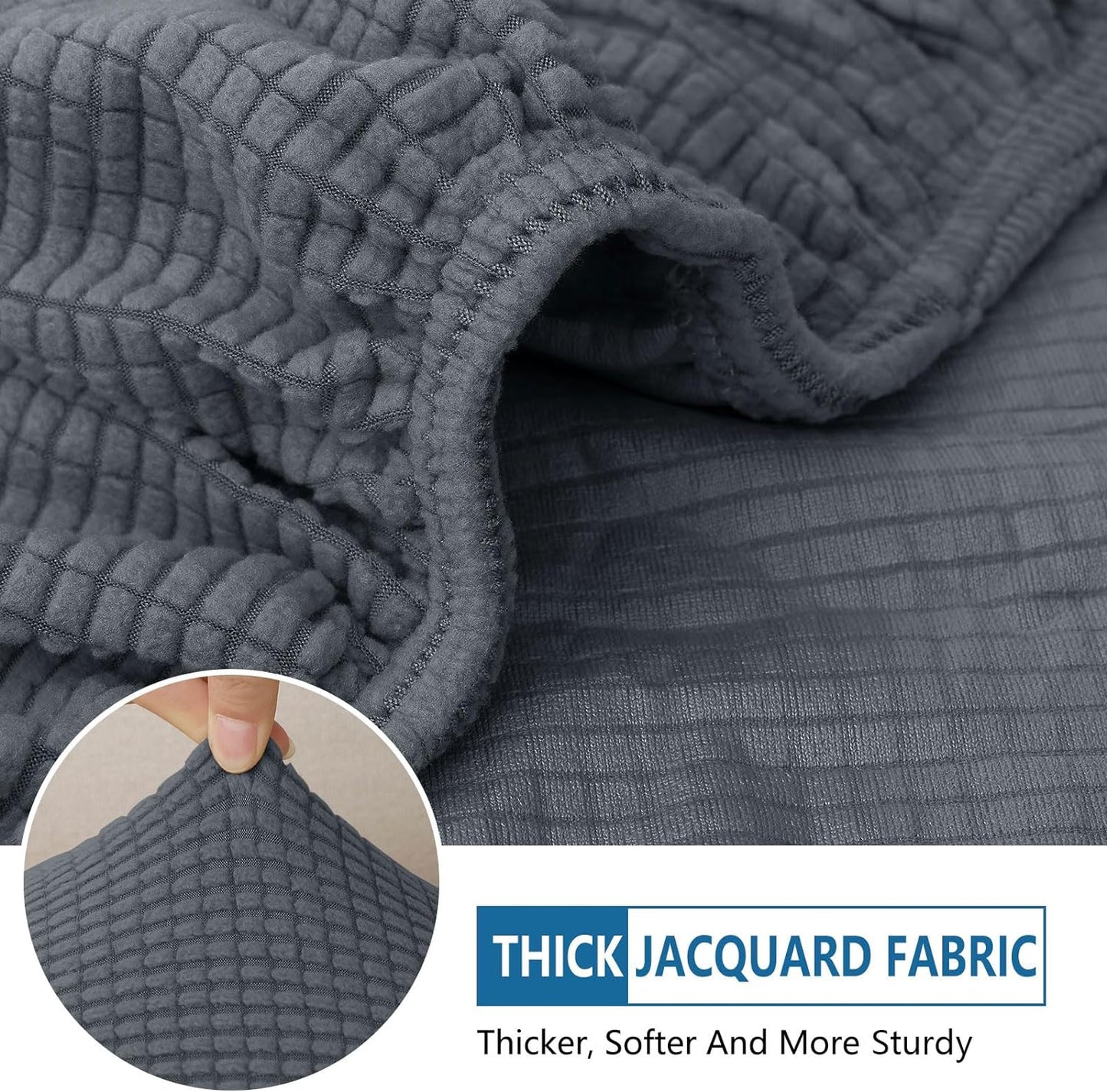 hyha Waterproof Couch Cushion Covers for Pets, Non Slip Sofa Seat Cover for Dogs Washable, Soft Thick Stretch Jacquard Fabric, Sofa Slipcovers with Elastic Bottom (1 Piece for Backrest M, Grey)