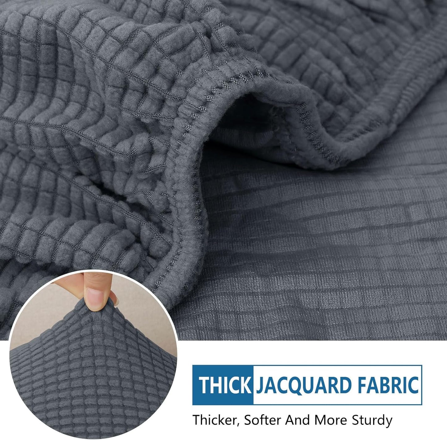 hyha Waterproof Couch Cushion Covers for Pets, Non Slip Sofa Seat Cover for Dogs Washable, Soft Thick Stretch Jacquard Fabric, Sofa Slipcovers with Elastic Bottom (1 Piece for Backrest L, Grey)