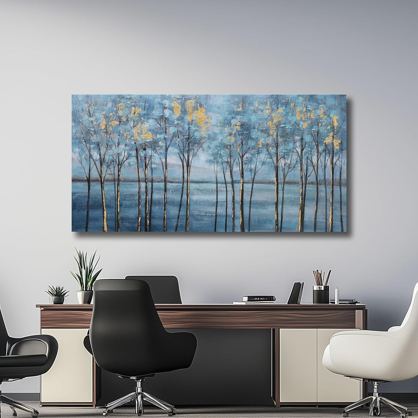 Belmrxne Landscape Canvas Art Blue Tree 30x60inch Living Room Bedroom Dining Room Office Wall Decor