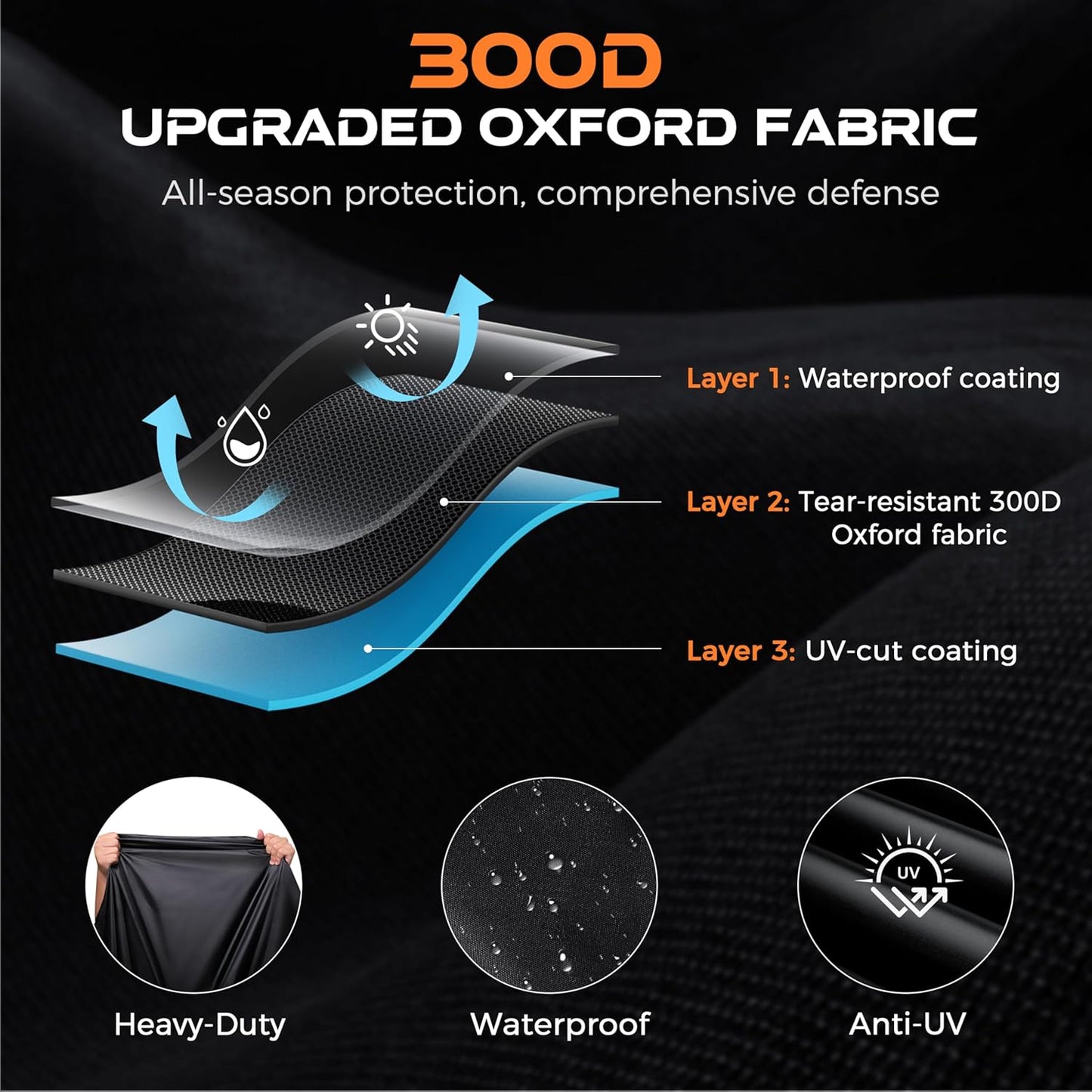 Motorcycle Cover Waterproof Outdoor, 300D Heavy Duty, UV & Rain Resistant, 3 Wind-Resistant Buckles, Dual Lock Holes, Includes Storage Bag, Fits Most Motorcycles/Scooters up to 86.6",Silver