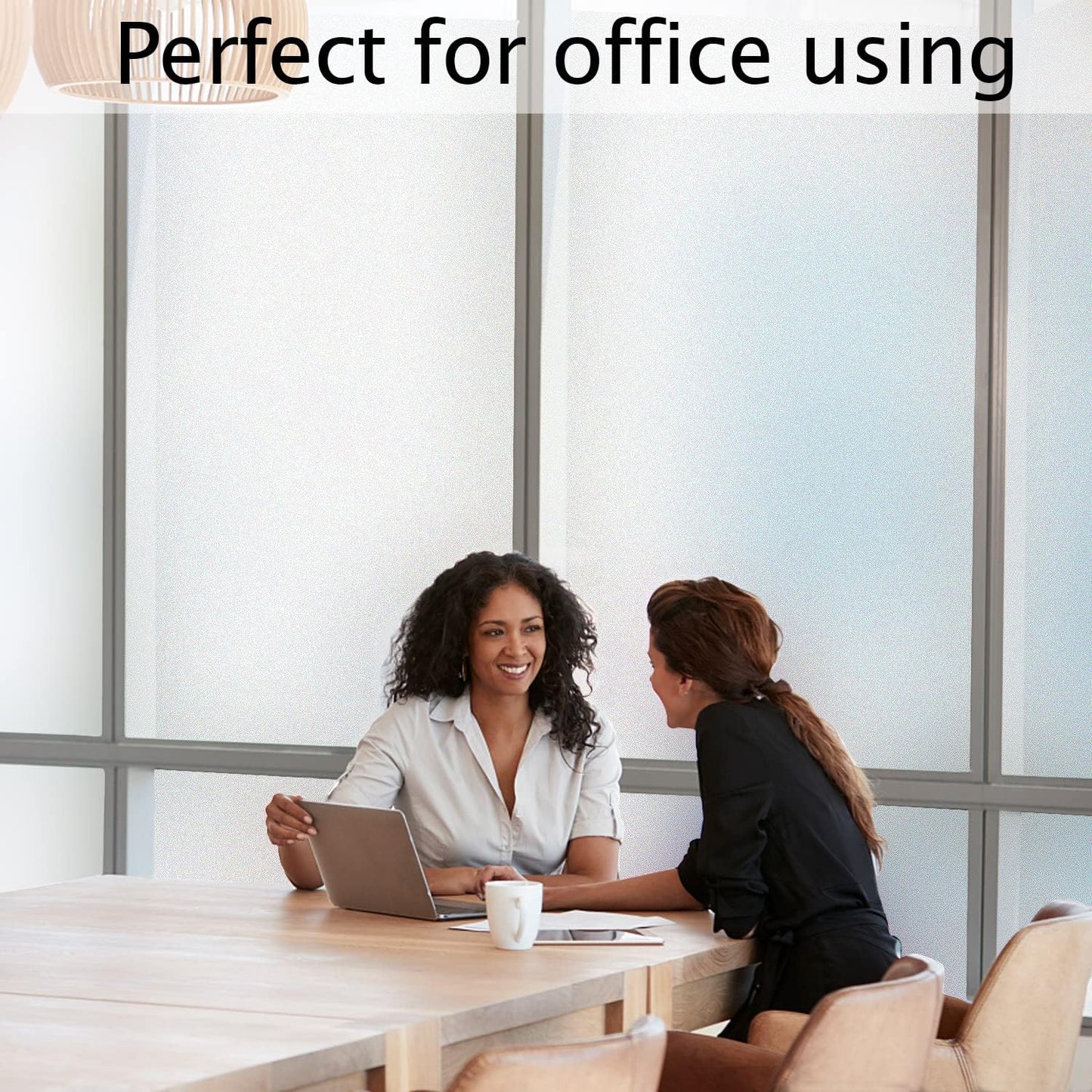 HIDBEA Frosted Window Privacy Film Heat Control UV Blocking, Static Cling Non-Adhesive Reusable Door coverings for Bathroom Home Office (Frosted 23.6 Inch x 9.8 Feet)