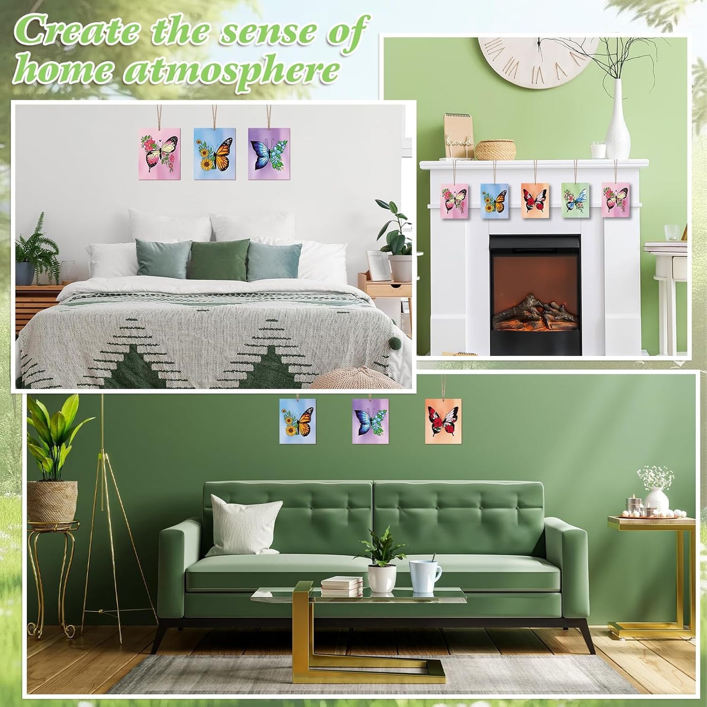 COCHIE 10 Pieces Large Spring Butterfly Unfinished Wood Crafts to Paint for Adults and Kids, Bulk Predrilled Wooden Ornaments for Painting, Butterflies Paintable Wood Slices Craft Supplies with Ropes