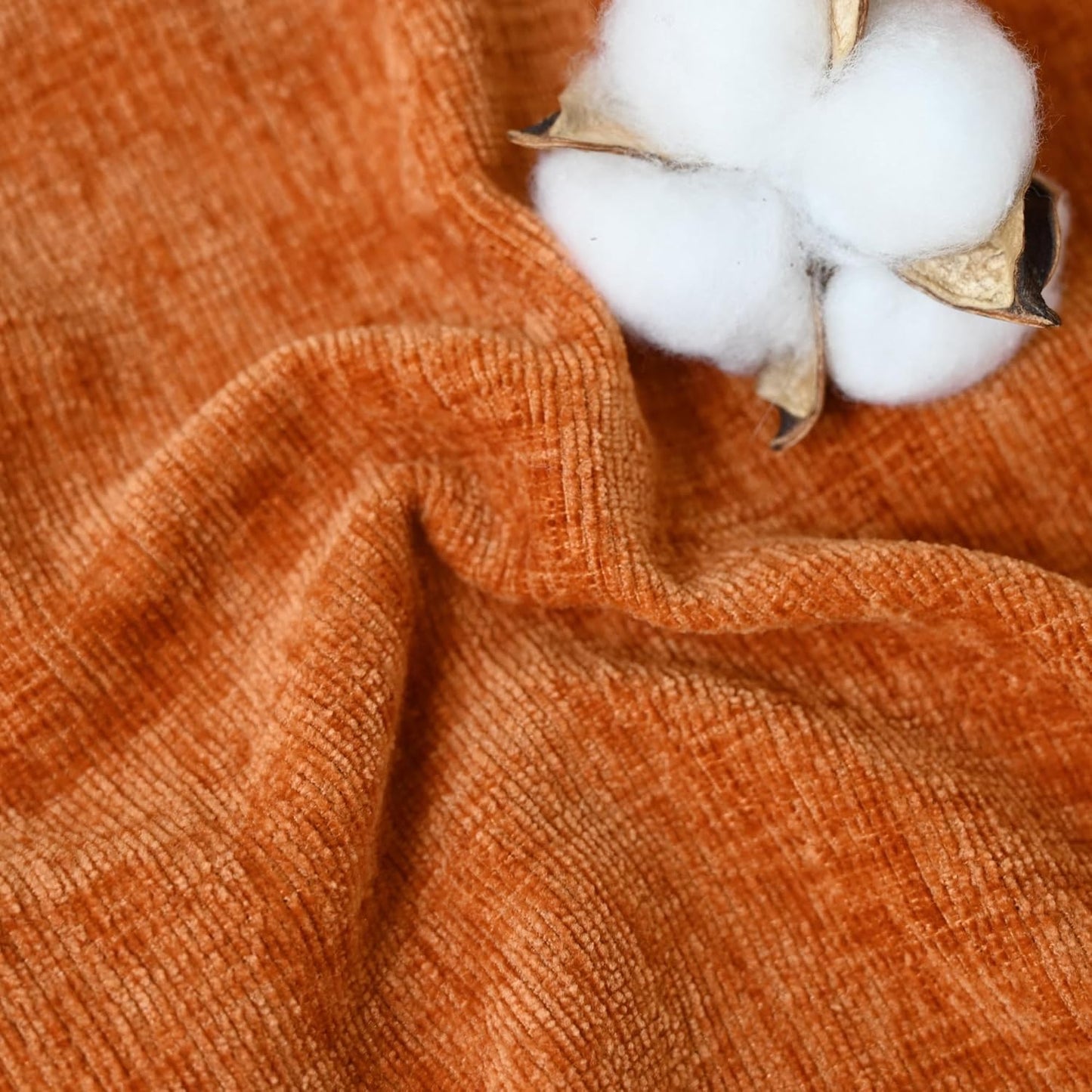 CaliTime Fall Throw Pillow Covers Decorative 20 X 26 Inches Pack of 2 Cozy Chenille Standard Pillow Shams Cases for Couch Sofa Bed Living Room Home Burnt Orange