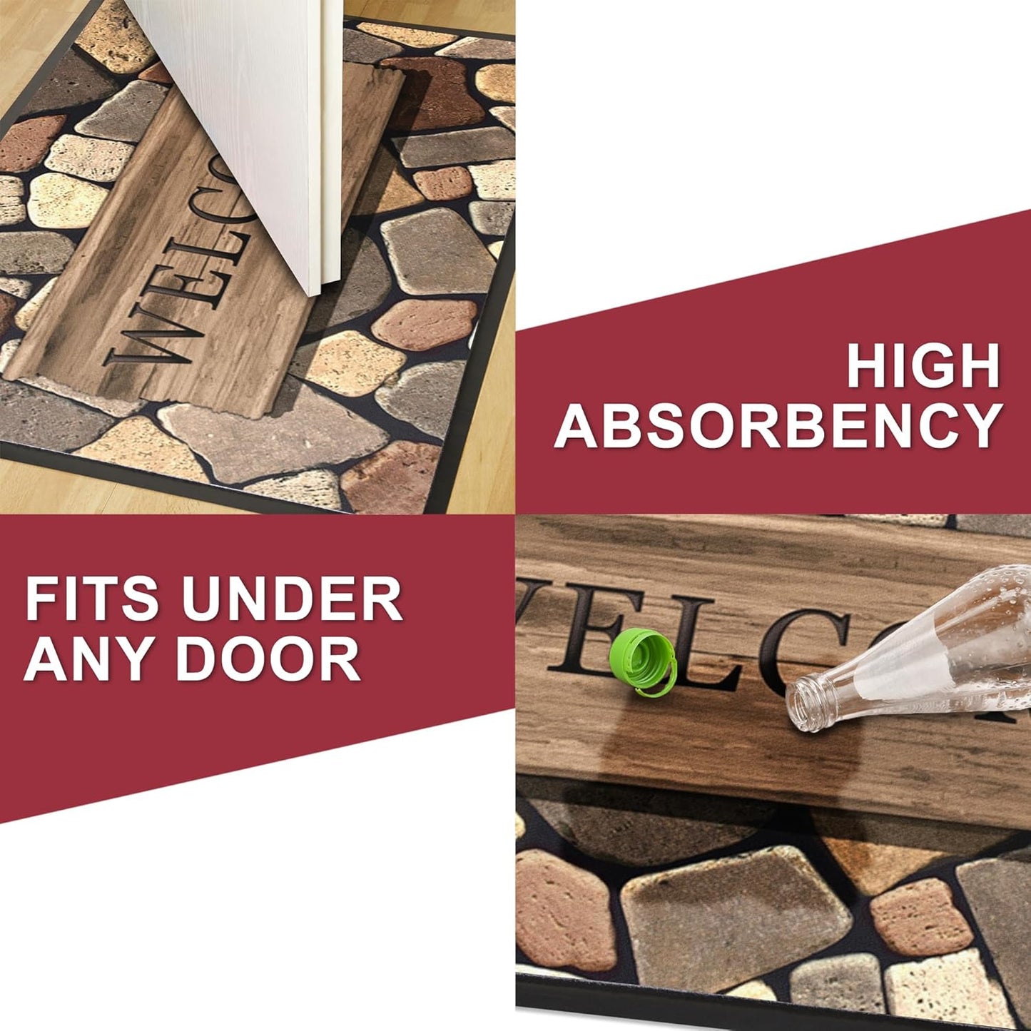 Floor Mat - for Indoor and Outdoor Use - Doormat - Non-Slip - Front Door Shoe Scraper - Size: 17x29