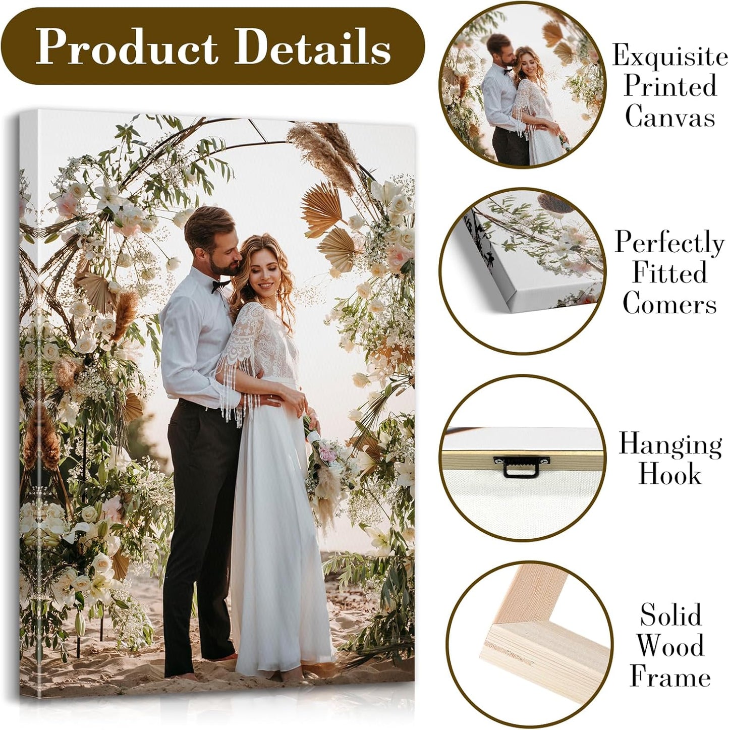 Custom Canvas Prints with Your Photos - Personalized Pictures Print, Customized Photo Gifts, Wall Art Poster Canvas Printing for Wedding, Family, Baby, Pets, Home Office Decor, Wrapped Frame 36x16