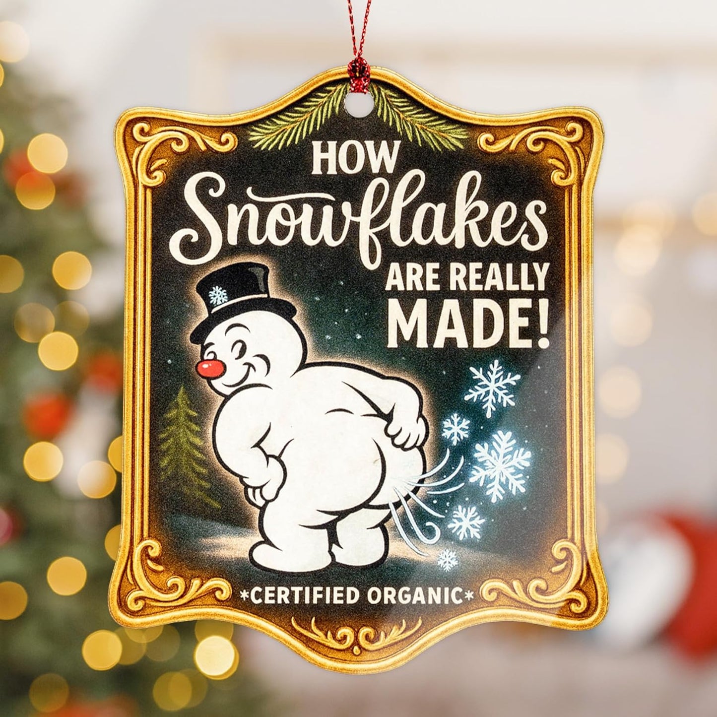 Funny Snowman Christmas Ornament – How Snowflakes Are Really Made – Hilarious Holiday Gag Gift for Adults, White Elephant Exchange, Office Party, Stocking Stuffer