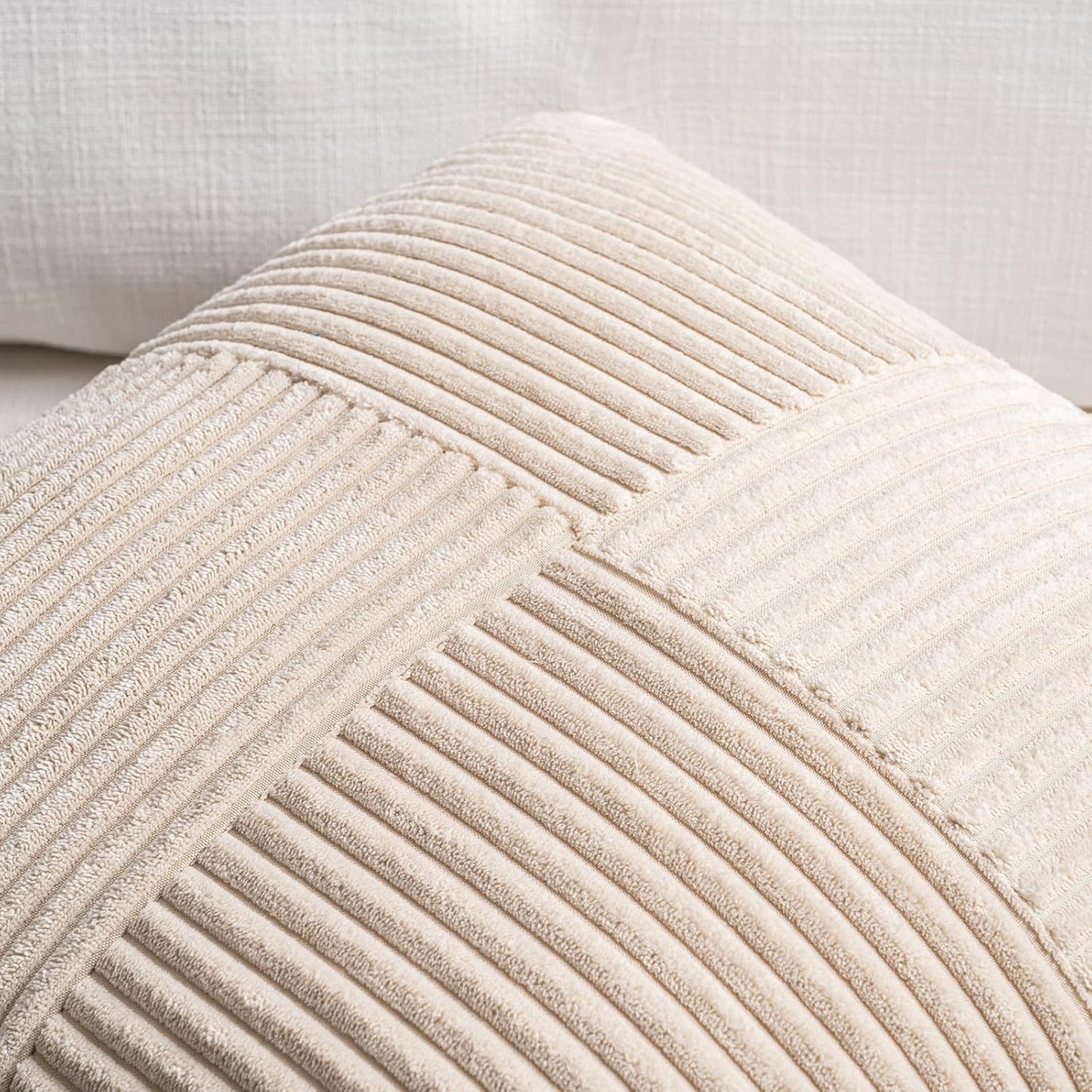 Fancy Homi 2 Packs Tan Lumbar Decorative Throw Pillow Covers 12x20 Inch for Living Room Couch Bed Sofa, Boho Home Decor, Soft Striped Corduroy Rectangle Accent Beige Cushion Case 30x50 cm