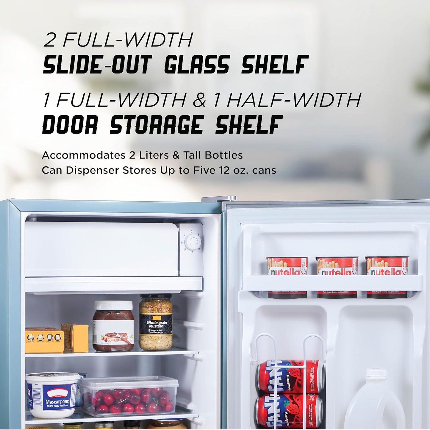 IBCR25SLT Compact, Energy Star Certified Small, Single Door Mini Fridge with Freezer Refrigerator, Large (2.5 cu ft), Slate Blue