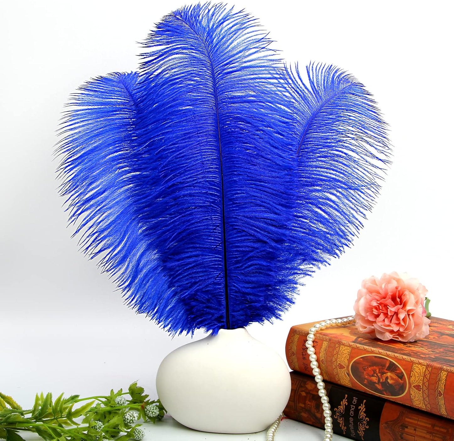 THARAHT Blue Ostrich Feathers 12pcs Large Natural Bulk 12-14Inch 30cm-35cm for Wedding Party Centerpieces Halloween and Home Decoration Feathers