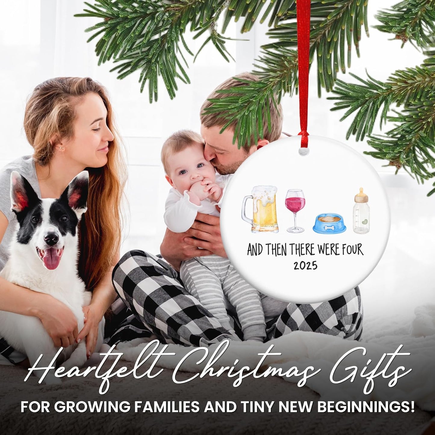 OASSIE New Mom Gifts for Women - Ceramic Christmas Ornaments 2025 - New Baby Gift Ideas, New Parents Gifts for Couples Dog Parents, Pregnancy Announcement, Baby Announcement Christmas Decorations