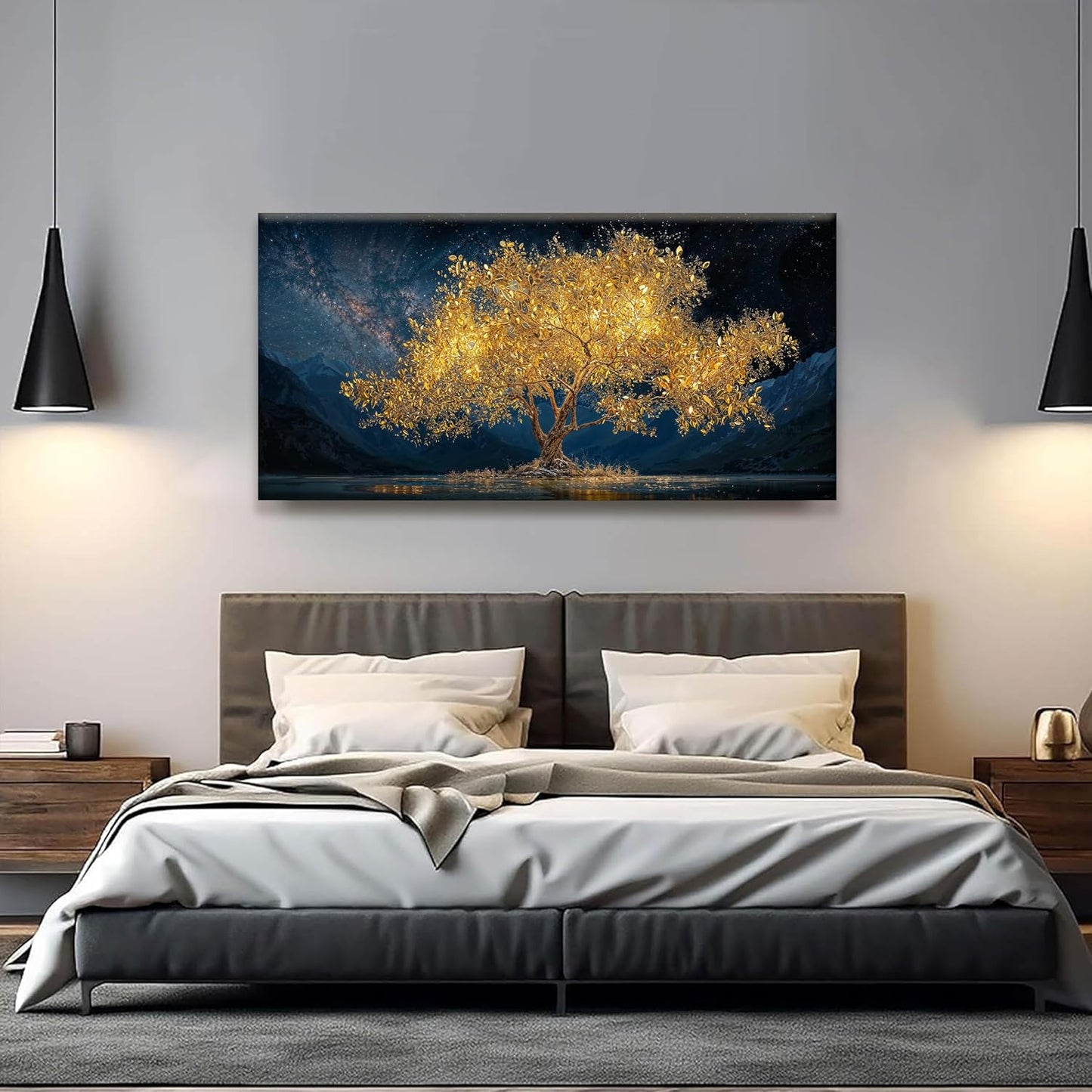 Wall Art For Living Room Gold Tree Of Life Landscape Print Painting Modern Canvas Art Wall Decor Prints Abstract Wall Decor Picture For Bedroom Apartment Office Wall Artwork Can Be Hung 24"X48"