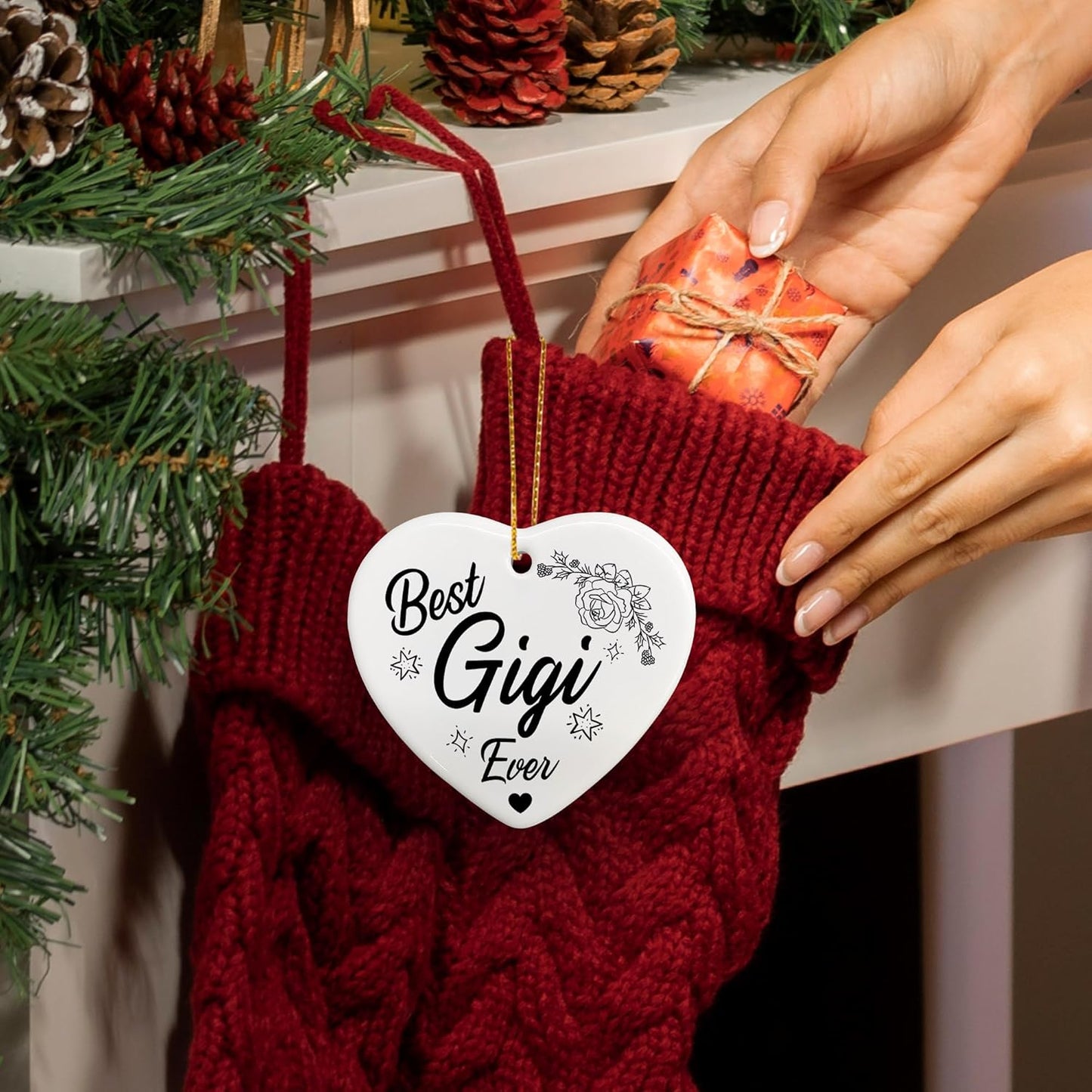 Best Gigi Ever Gifts for Christmas, Gigi Gifts for Grandma Nana from Grandkids, Gigi Ceramic Christmas Ornaments, Grandma Christmas Tree Decorations Ornaments, Gigi Christmas Hanging Decor