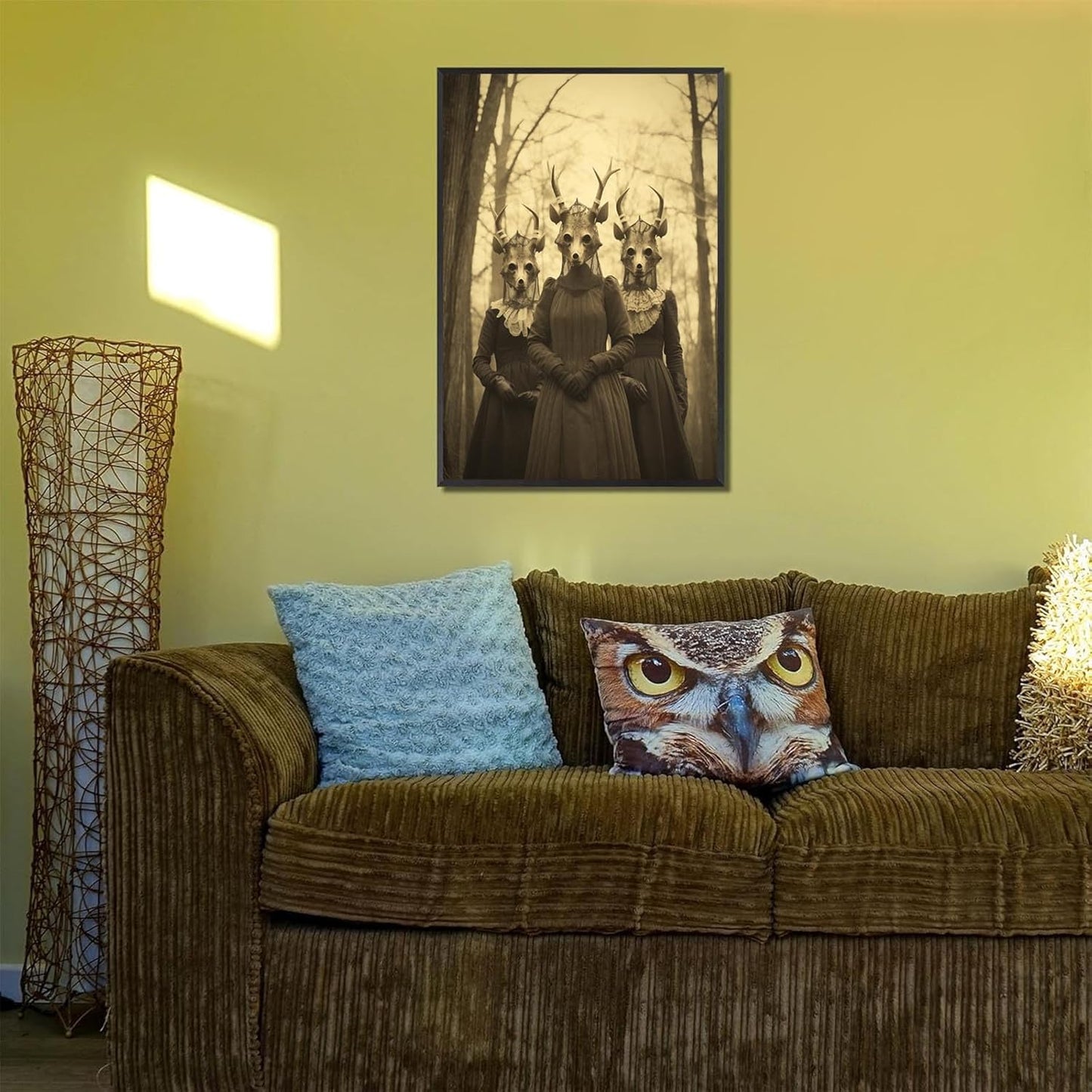 Vintage Horror Skeleton Spooky Three Skull In Occult Forest Posters Canvas Wall Art Poster Gothic Dark Academia Decor Creepy Print Retro Halloween Wall Decor 12X16inch Aluminum Framed