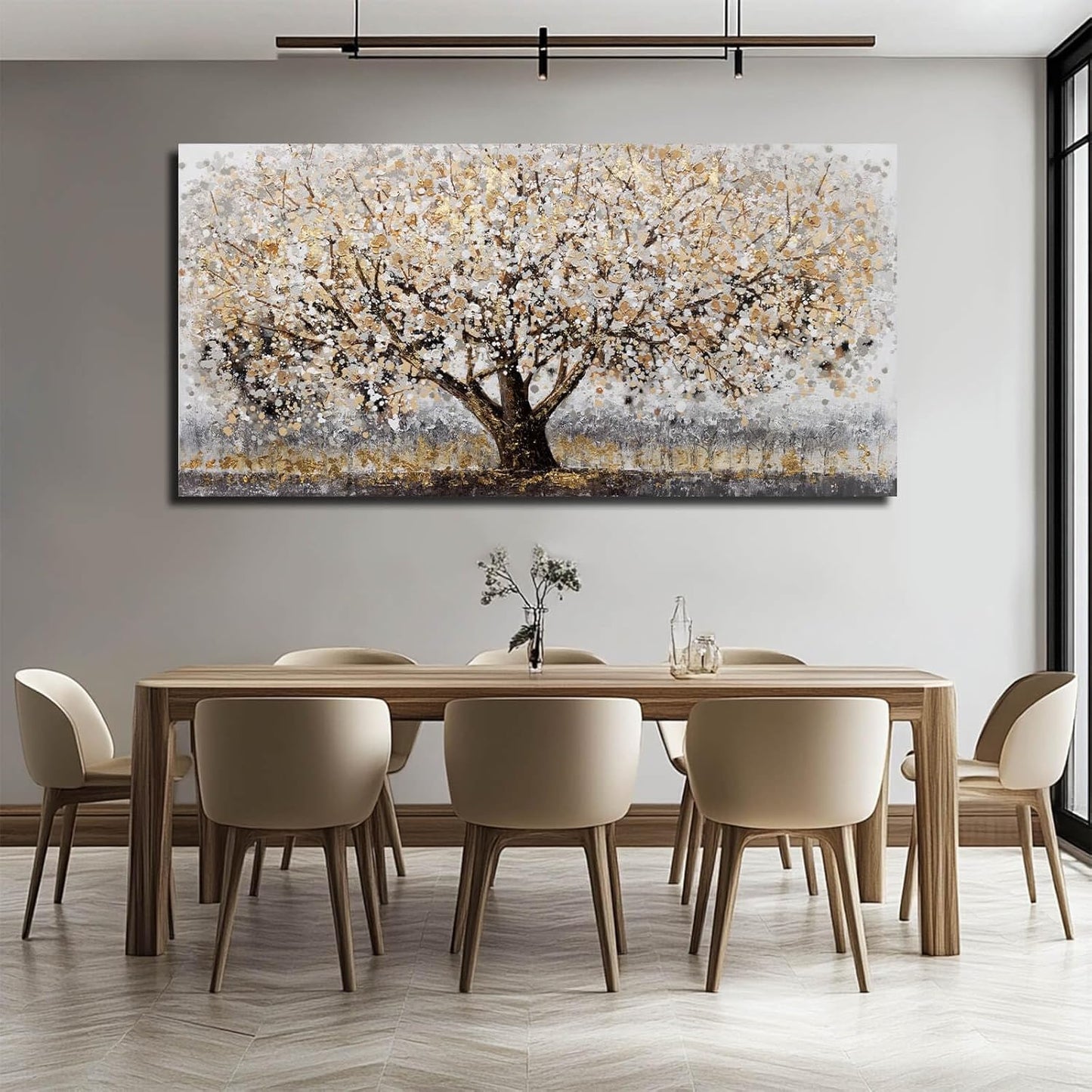 Gold Wall Decor Large Framed Canvas Art for Living Room Vintage Botanical Pictures Office Poster Prints Artwork Paintings for Home Hotel 29”x58”