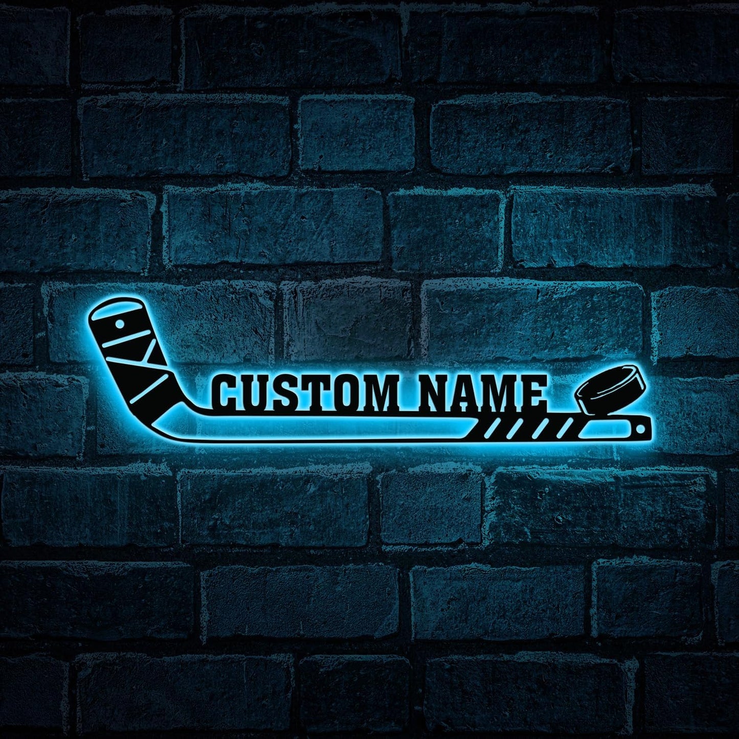 Custom Hockey Stick LED Sign – Personalized Name Light Up Hockey Sign, Neon Wall Light with Puck, Hockey Wall Decor for Boys Room, Man Cave, Players
