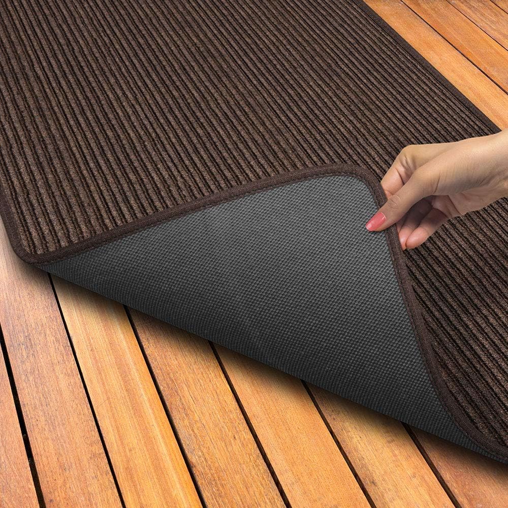 House, Home and More Indoor Outdoor Double-Ribbed Carpet Runner with Skid-Resistant Rubber Backing - Bittersweet Brown - 3 Feet x 50 Feet