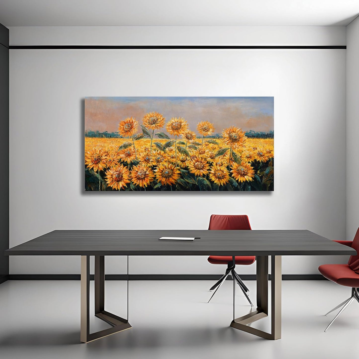 Yuaxker Large Sunflower Wall Decor Yellow Aesthetic Floral Canvas Painting Unique Flower Printed Wall Art Artwork for Living Room Bedroom Dining Room Office Home Decor 30x60inch