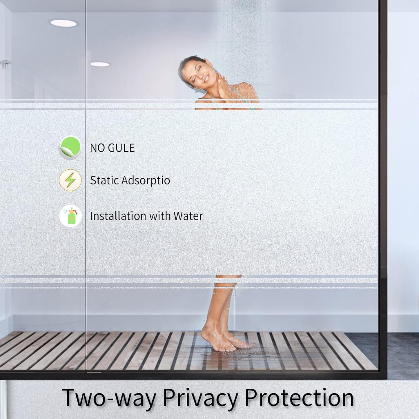 Frosted Glass Window Film with Tools,Reusable Window Privacy Film,Static Clings Window Film Kit for Home Bathroom and Office. (Pure, 23.6Inch×196.9Inch)