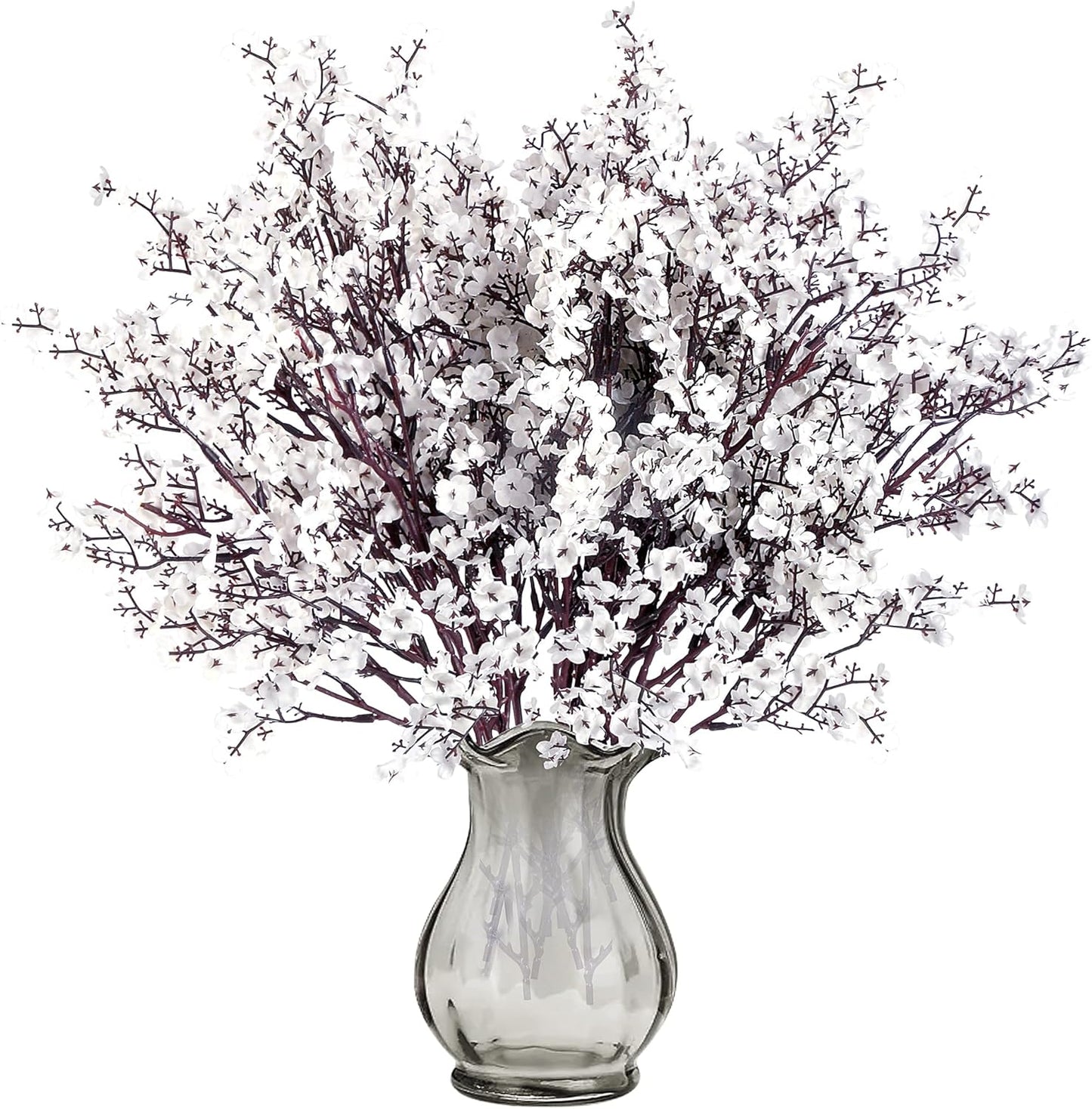 Sggvecsy 6 Pcs Babys Breath Artificial Flowers Gypsophila Bouquets Bulk Real Touch Fake Silk Flowers for Home Wedding DIY Floral Arrangement Kitchen Table Centerpiece Festival Decoration (White)