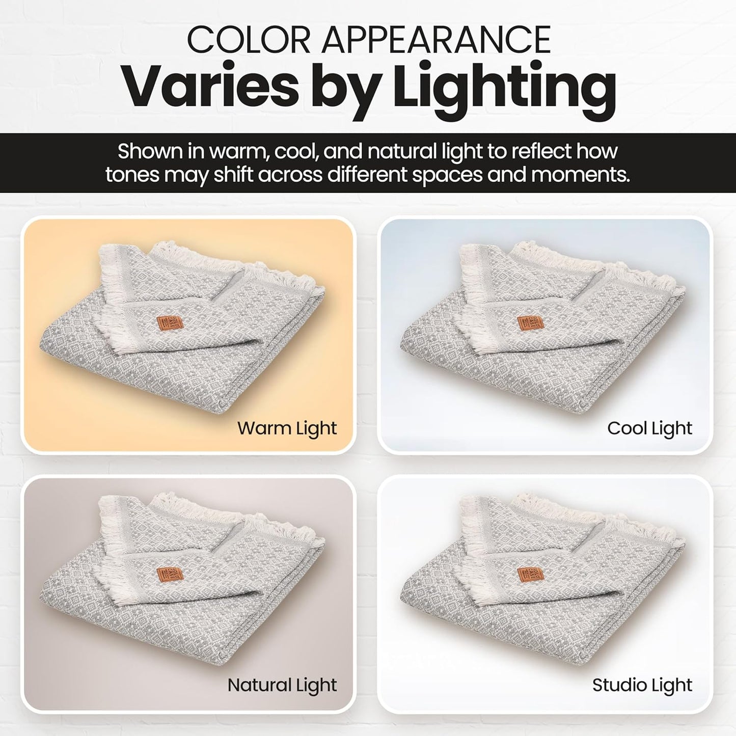 Gold Case Throw Blanket for Couch – 100% Recycled Turkish Cotton Blankets & Throws – Elegant Decorative Throw Blankets for Living Room Sofa – Woven Throws for Couch – Retro Grey – 50x60