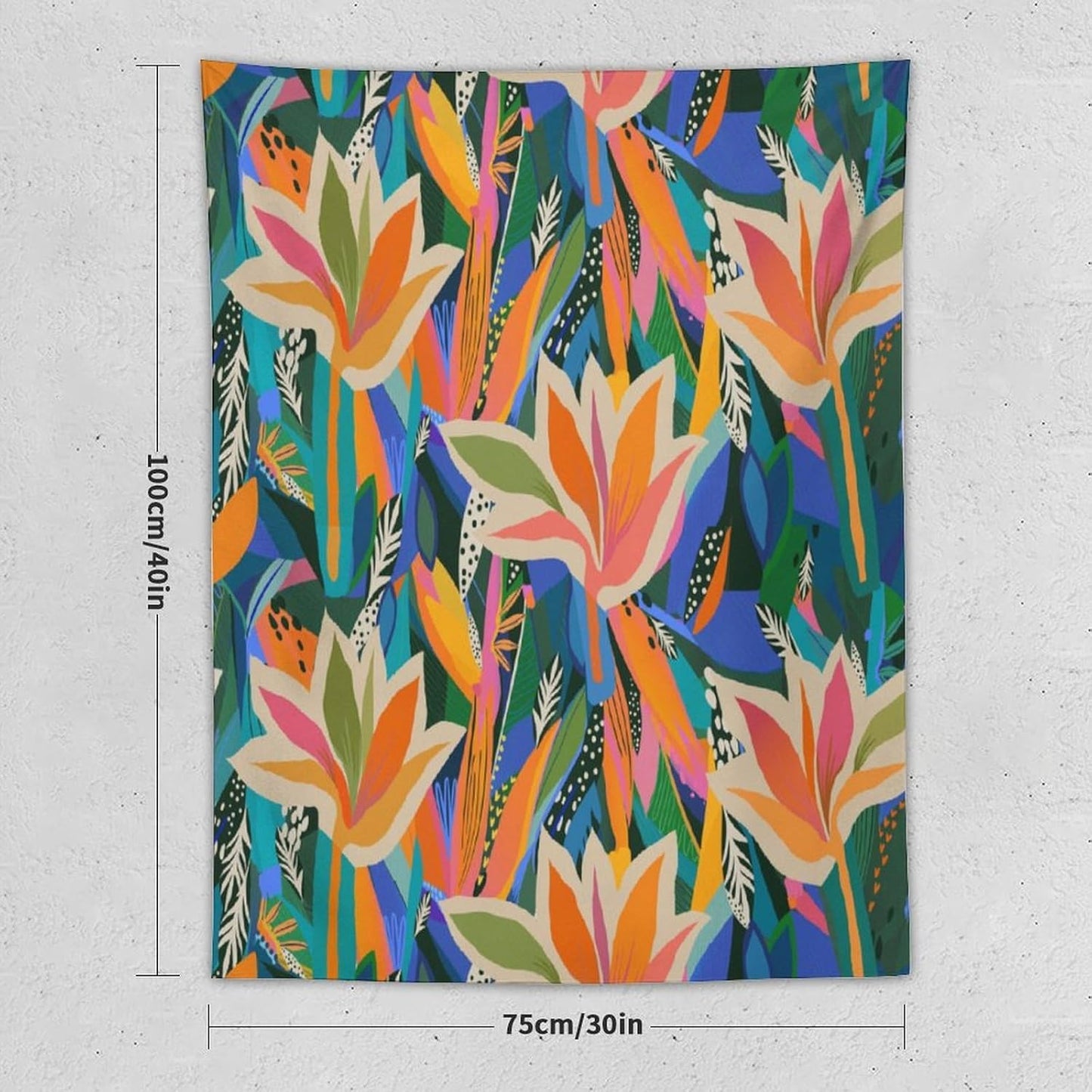 ICMOLYYENLO Boho Green Leaves Tapestry, Mid Century Abstract Tropical Palm Leaves Modern Minimalist Geometric Wall Hanging, Neutral Home Decor Art for Living Room Bedroom Dorm 30x40 Inch