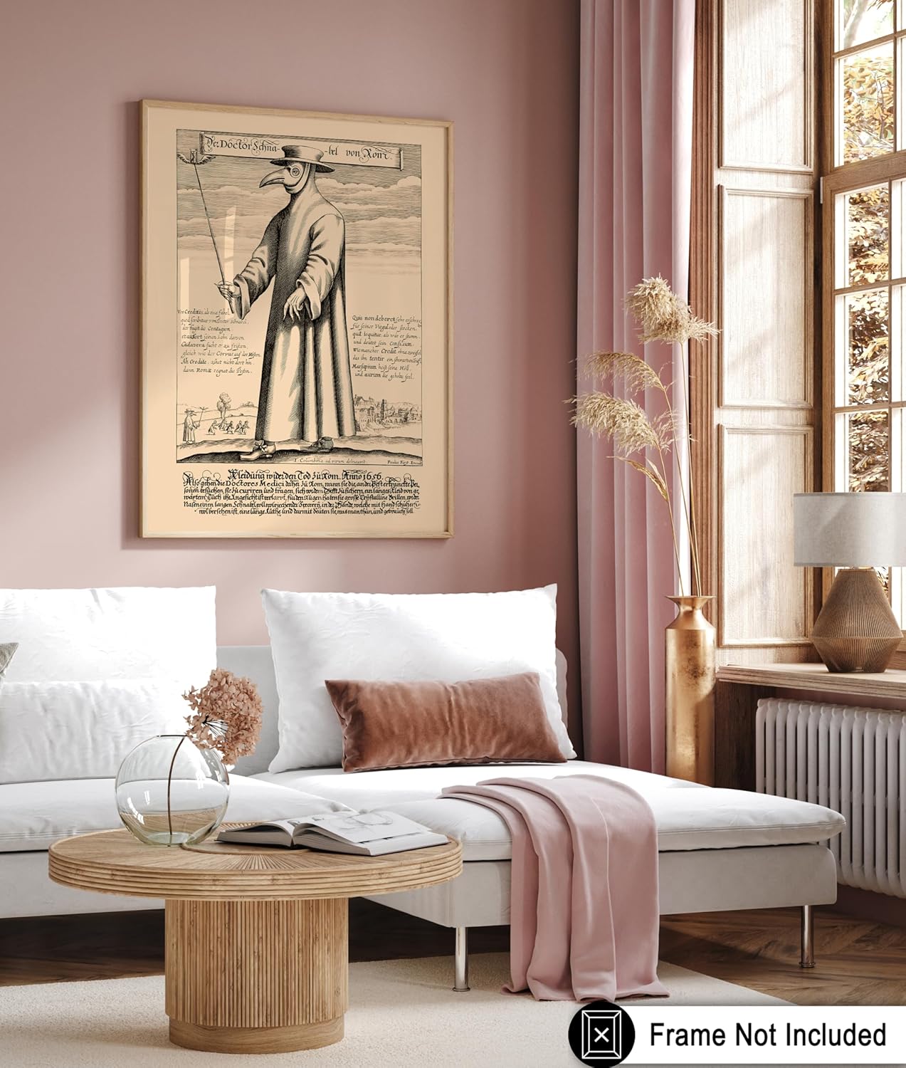 Poster Master Vintage Medieval Poster - Retro Illustration Print - Gift for Friend - Plague Doctor, Pandemic Mask, Physician, Black Death - Wall Decor for Home, Living Room, 24x32 Unframed Wall Art