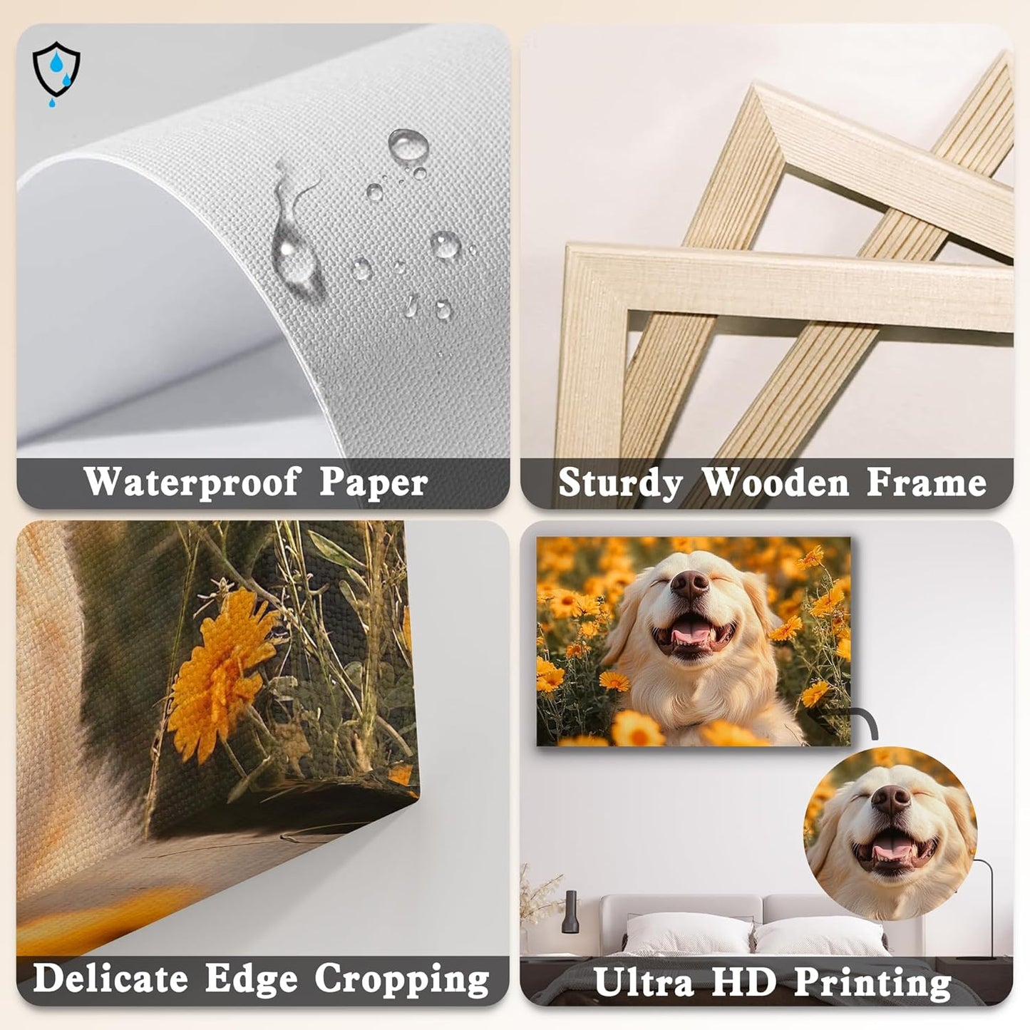 Ship Next Day - Custom Canvas Prints with Your Photos, Personalized Canvas with Pictures Print for Wall Art Bedroom, Customized Photo Gifts for Couple Men Women Mom Baby Dog Family - 16"W x 12"L