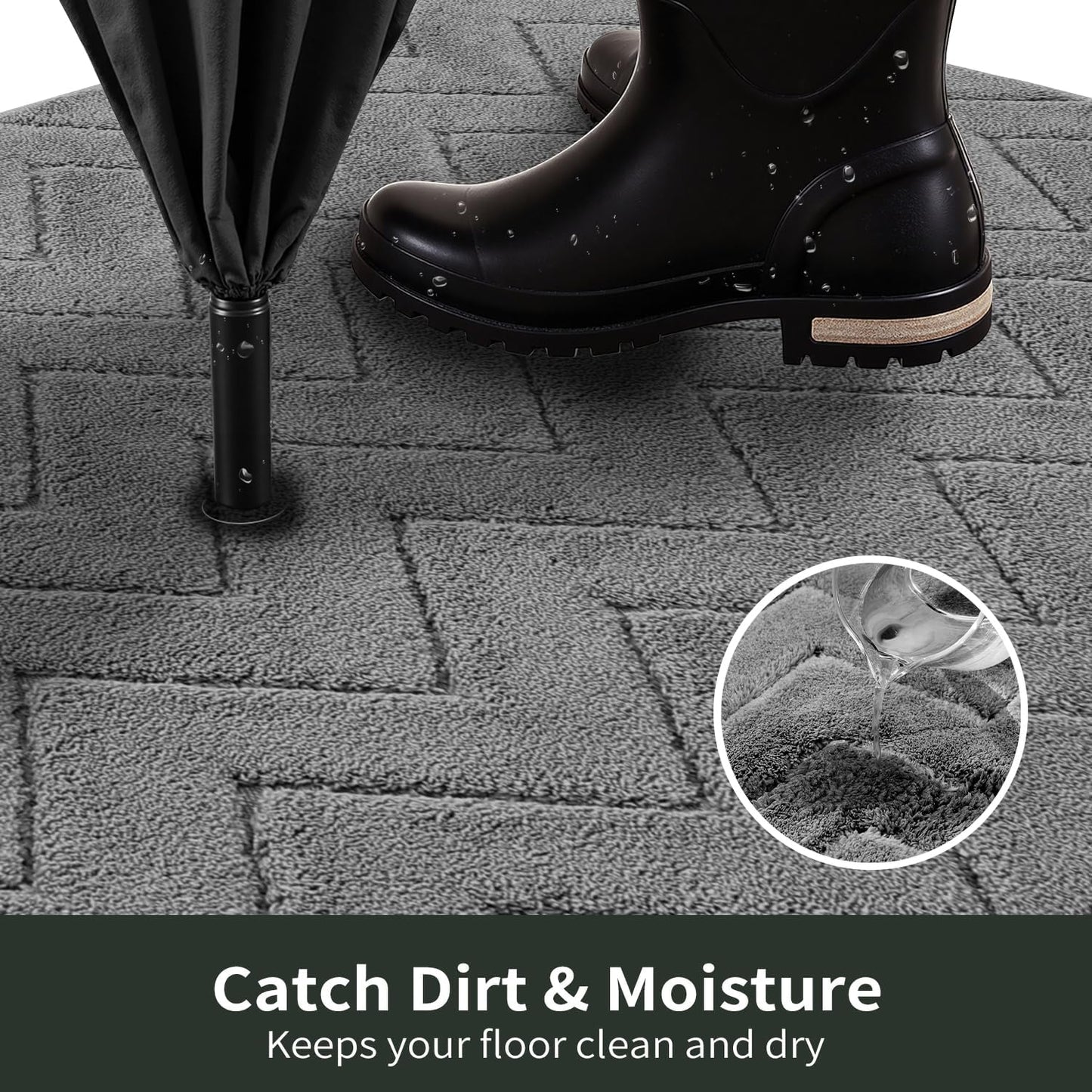 Stiio Front Door Mat Indoor Outdoor Entrance 20x31.5 Inches, Non Slip Washable Entry Rug, Dog Doormat, Absorbent Entrance Mat for Front & Back Door, Muddy Wet Shoes & Paws, Grey