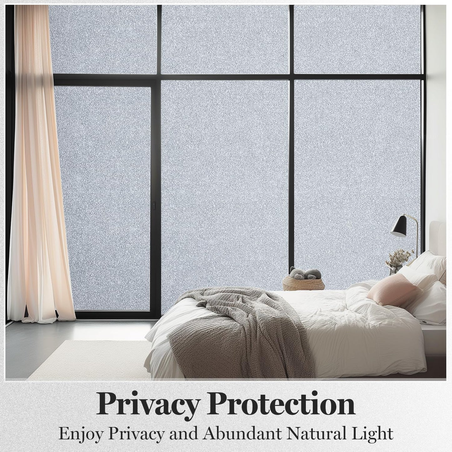 DUOFIRE Window Privacy Film, Sparkling Frosted Glass Window Film, UV Blocking Non-Adhesive Static Cling Windows Clings, No Glue Removable Windows Coverings for Home Office Bathroom, 35.4 X 78.7 inch