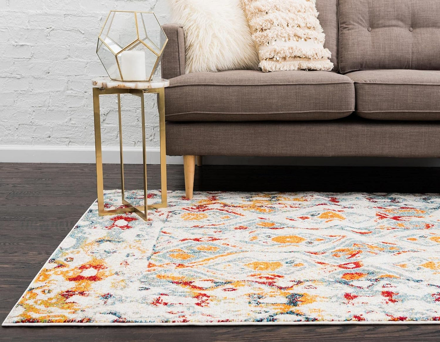 Unique Loom Rosso Collection Vintage, Geometric, Bohemian, Traditional, Distressed, Southwestern Area Rug, 8' 0" x 10' 0", Multi/Ivory