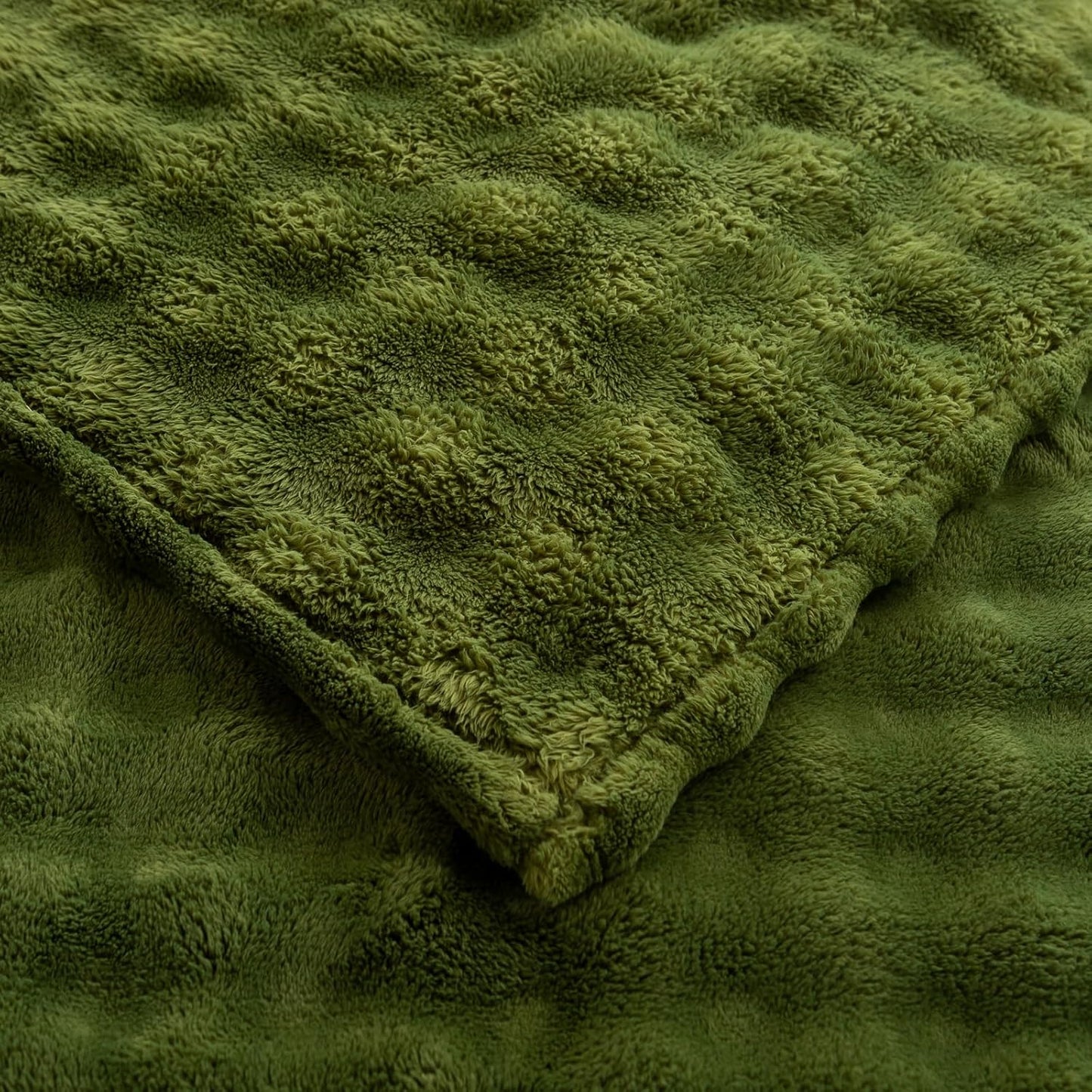 YUSOKI Luxury 3D Bubble Throw Blanket 3.1lb,All Ages,Home Decoration, (Olive Green,60 * 80inches)