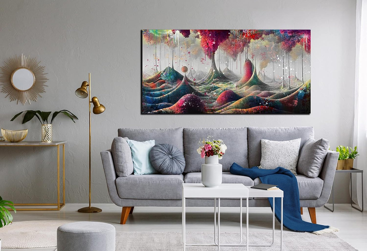 JKWALL77 Mountain Wall-Decor - Graffiti Poster Wall Art - Abstract Canvas Wall Art For Living Room Ready To Hang Size 40" x 20"