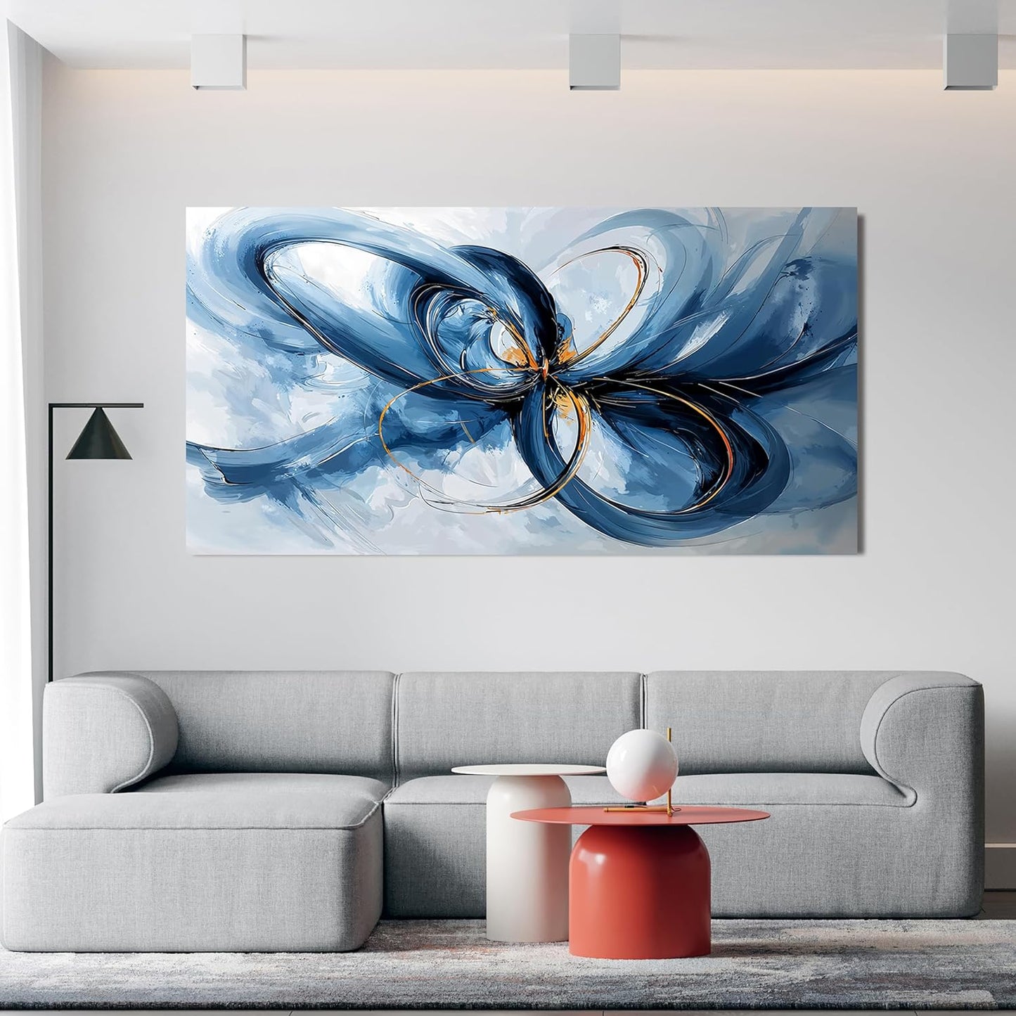 Canvas Wall Art Decor Modern Large Wall Art For Living Room Blue Abstract Wall Art Abstract Art Wall Decor Modern Large Artwork for Walls Canvas Prints Art Work For Home Office Wall Decor 29" X 58"