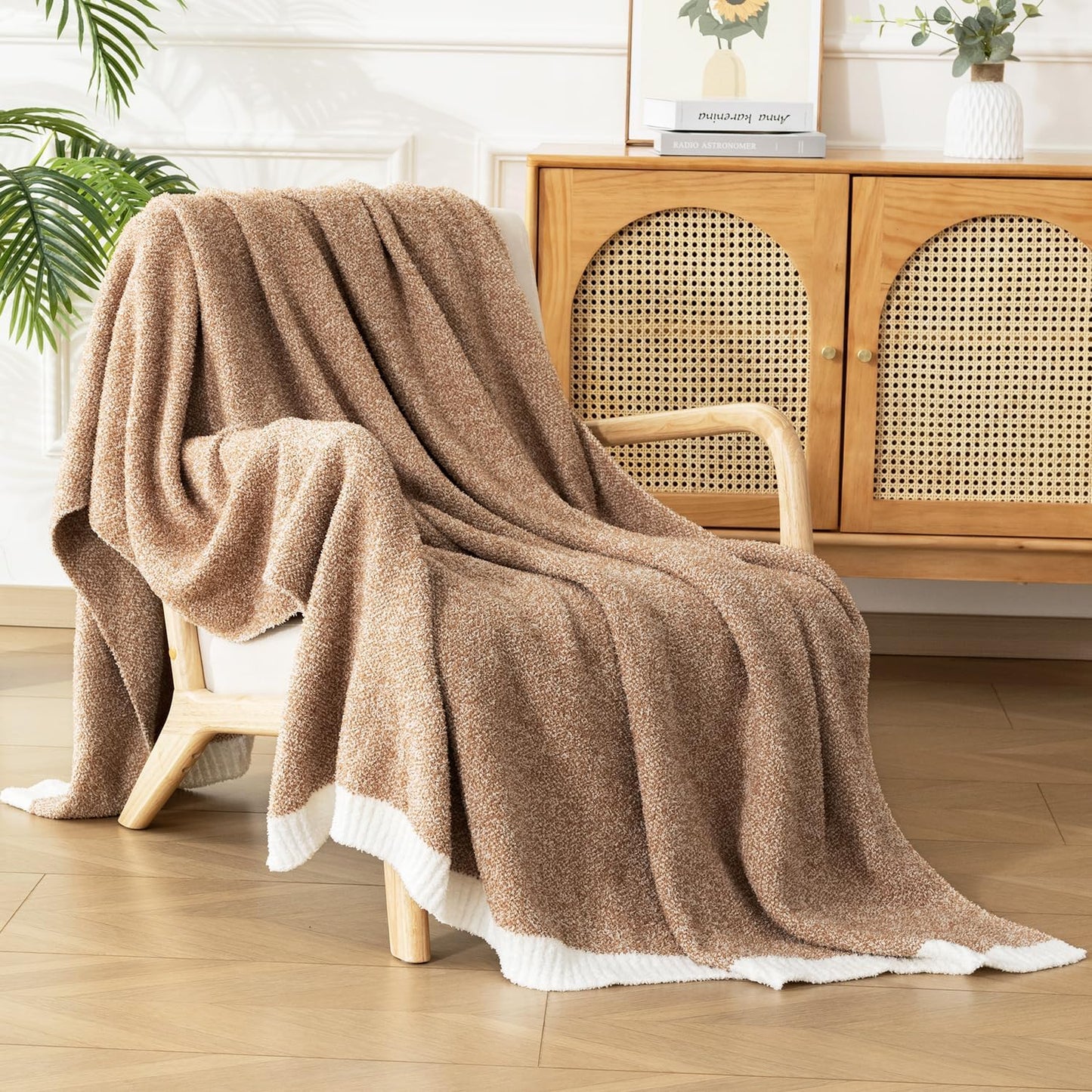 LURKA Fine Knit Throw Blanket - Super Soft Breathable Lightweight Blanket for Couch Bed Sofa (Camel, Throw(50"x 60"))