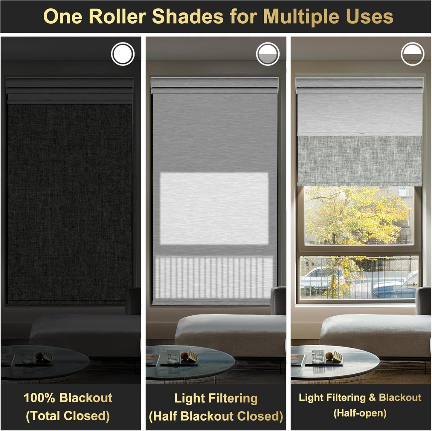 BERISSA Cordless Dual Roller Shades with Cassette Valance,Double Window Shades Blackout and Light Filtering Shades,Day and Night Roller Shades for Home Office Door.Linen Grey and White.55 W x 86" H