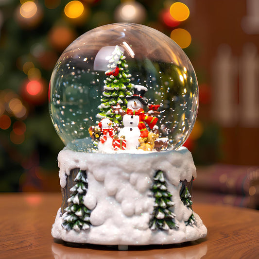 Christmas Snow Globe Lantern Water Glittering Snowman Scene with Music & Timer, USB Lined/Battery Operated Lighted Water Lantern for Christmas Festival Decoration Gifts