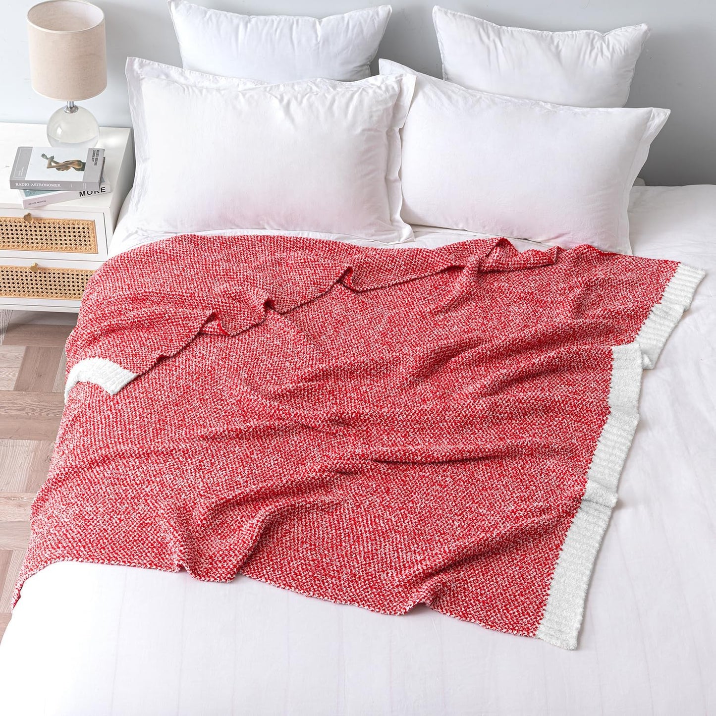 MIULEE Red Super Soft Throw Blanket for Couch, Cozy Fluffy Warm Blankets Lightweight Knit Throw Blankets for Sofa, Bed, Chair, Living Room, Camping, Picnic, 60 x 80 inch