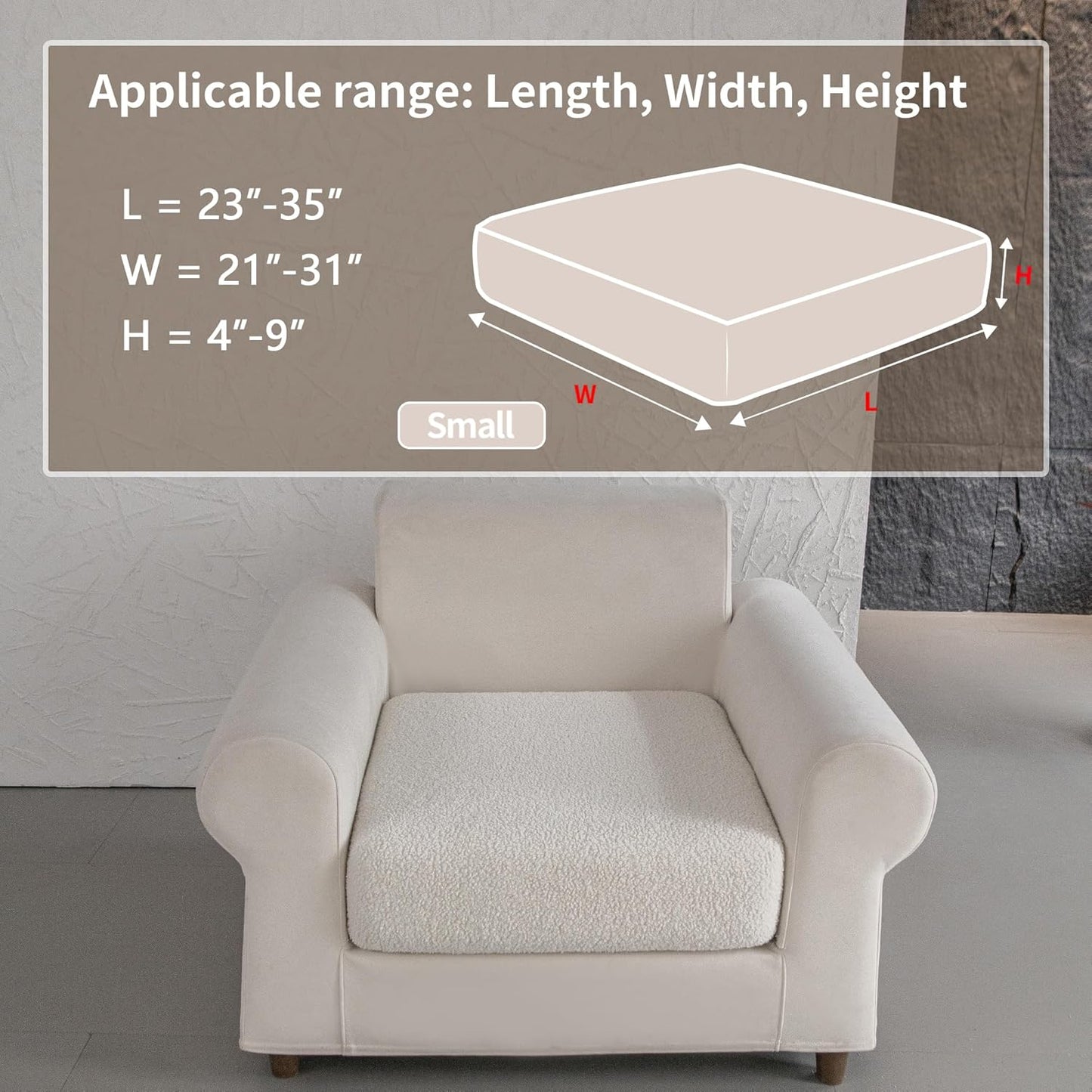 Couch Cushion Covers for Sectional Sofa, Stretch Soft Sofa Slipcovers Washable Wear-Resistant Universal Furniture Protector for Living Room(1 Piece Chair Cover, Ivory)