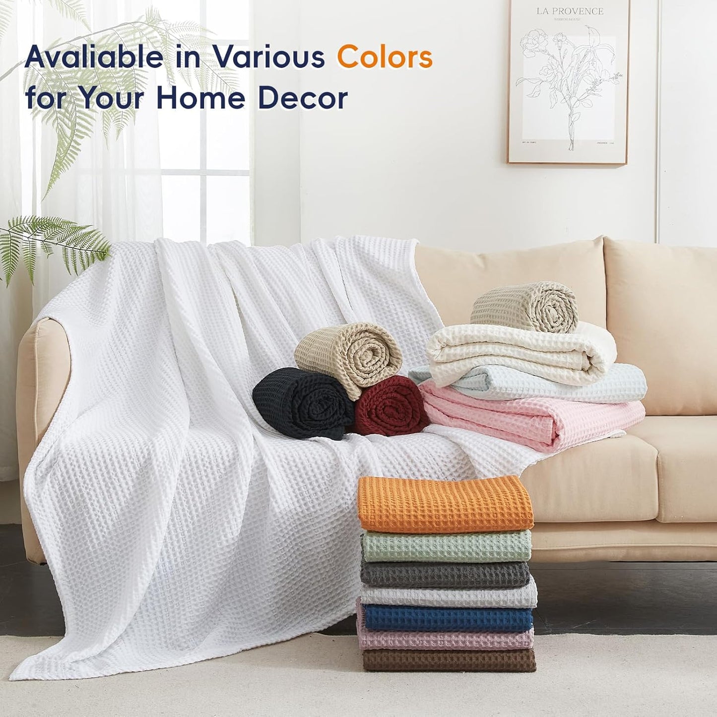 PHF Ultra Soft Waffle Weave Blanket King Size 104"x 90"- Washed Lightweight Breathable Cozy Woven Blanket for Bed - Aesthetic Decor for Couch Bedding Sofa Home Car - Wine