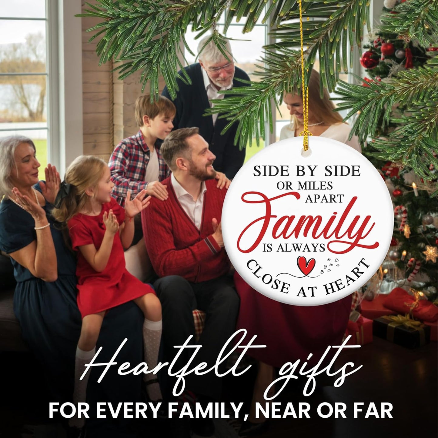 TEEZWONDER Family Ornament Gifts for Women Men - Ceramic Christmas Ornaments 2025 for Tree Decorations - Christmas Birthday Gifts for Mom Dad for Sister Brother, Grandma Grandpa Gift