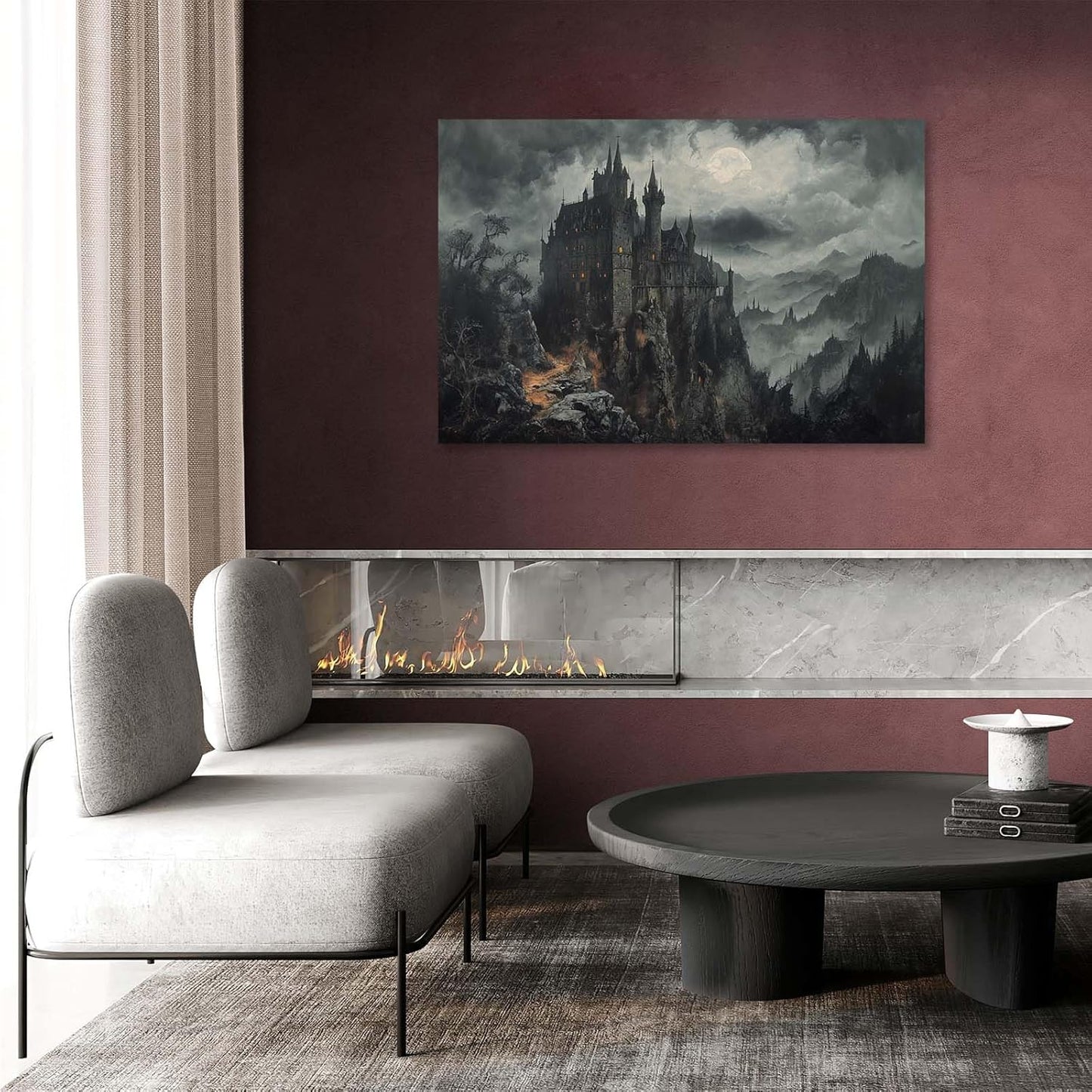 Vintage Castle Poster Dark Academy Victorian Gothic Castle Wall Art Poster Moody Mystical Art Print Suitable for Home Living Room Bedroom28x40in Wood Framed