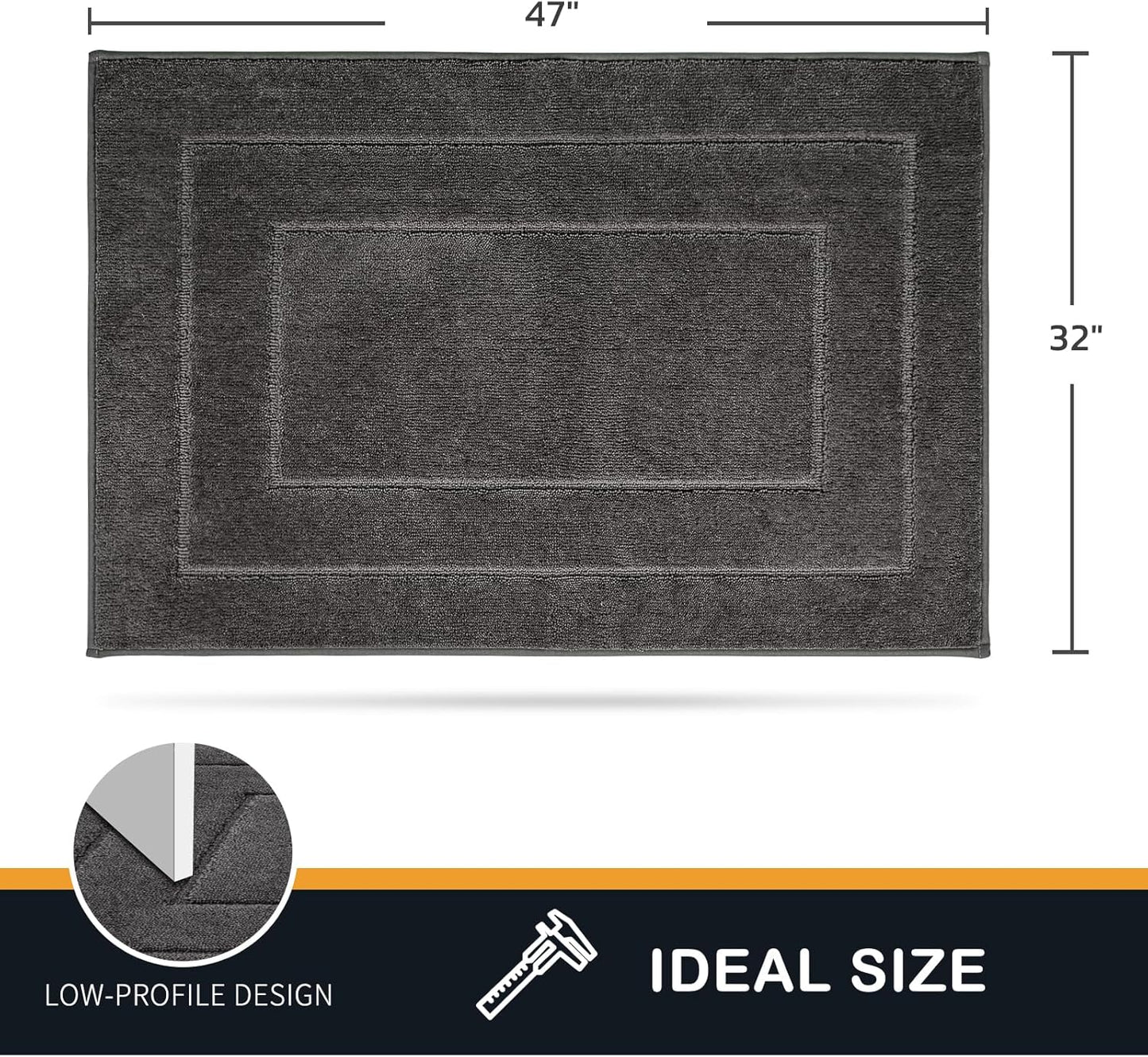 PURRUGS Dirt Trapping Door Mat 32" x 47", Non-Slip/Skid Machine Washable Entryway Rug, Dog Doormat, Super Absorbent Welcome Mat for Muddy Wet Shoes and Paws, Grey