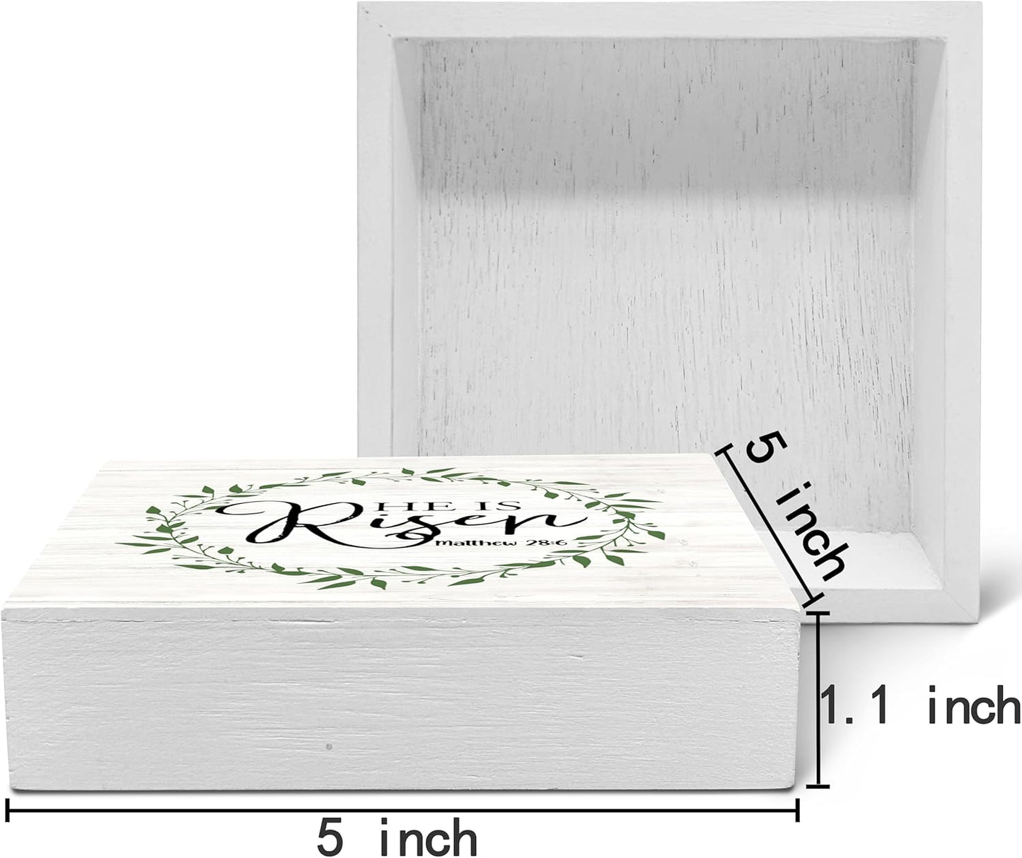 SRADMO He Is Resen Wood Box Sign Desk Decor, Christian Decor Wooden Sign Decoration For Home Office, Wooden Sign Decorations Indoor, Christian Signs For Home Decor Shelf Table Decor