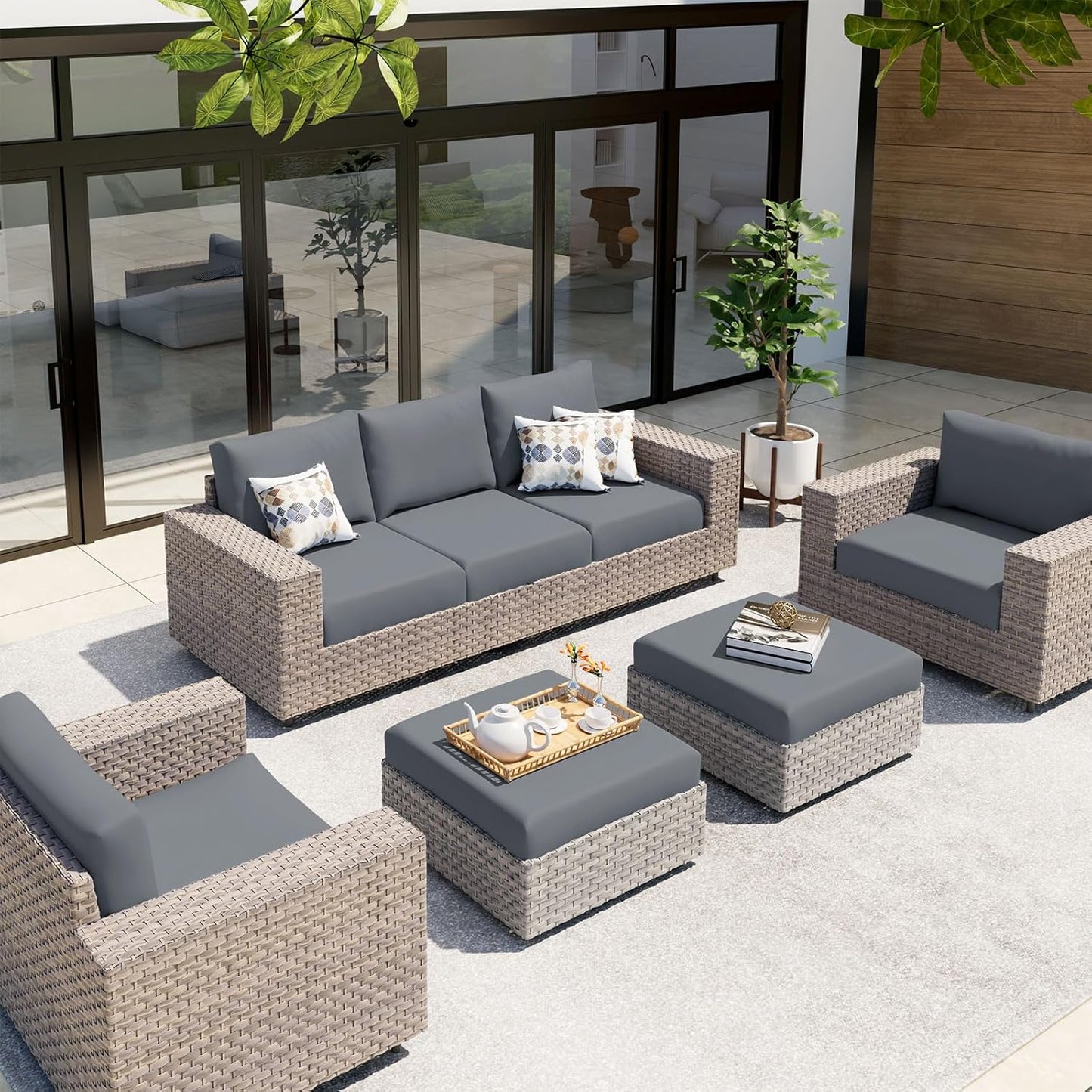 hyha Waterproof Couch Cushion Covers, Stretch Sofa Couch Seat Slipcover for Dog Washable, Non-Slip Waterproof Outdoor Cushion Covers for Patio Furniture Replacement (1 Piece for Medium, Dark Grey)