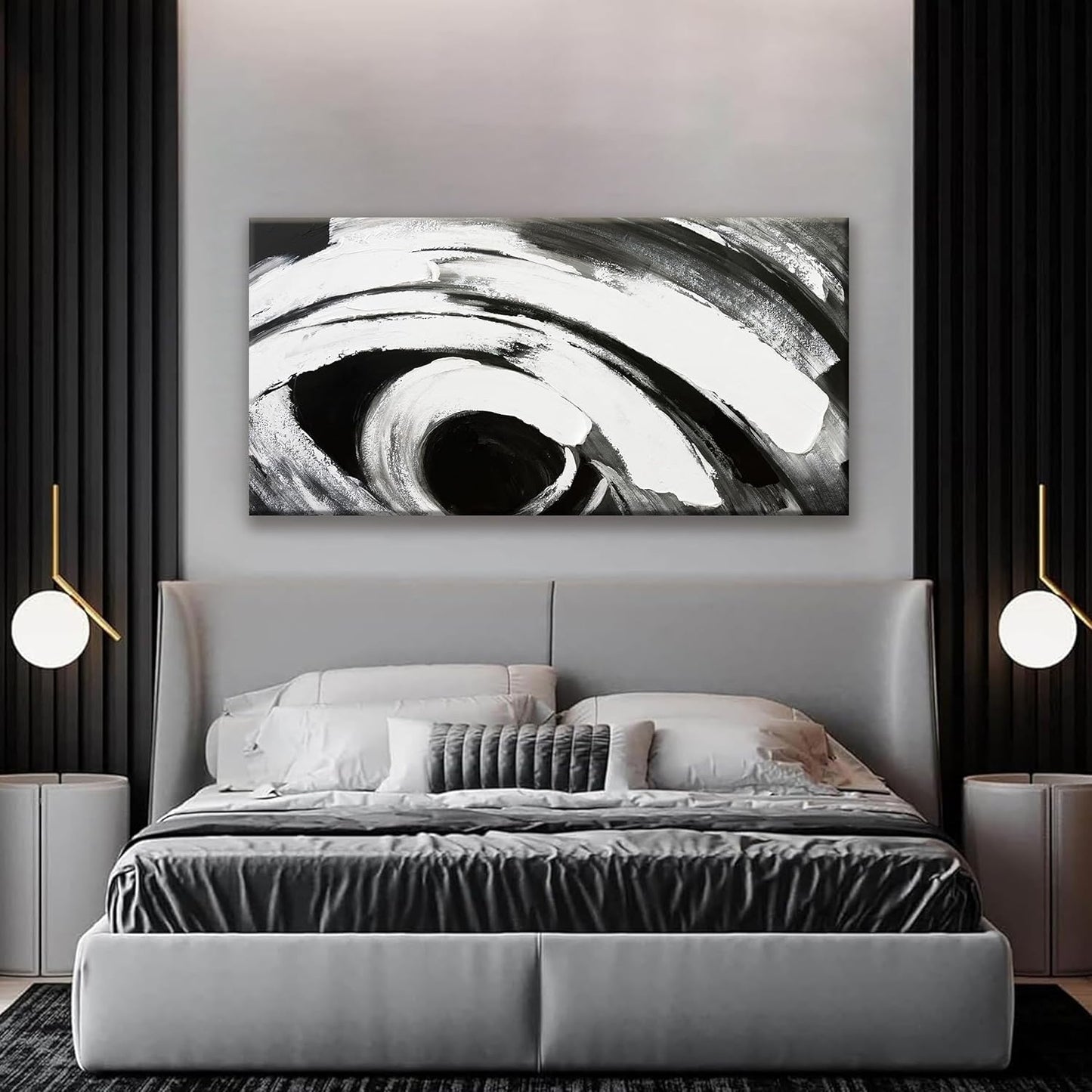 TAIJXAGSG Black And White Wall Art Modern Abstract Wall Decor Canvas Prints Picture Canvas Art Wall Decor Modern Wall Artwork Bedroom Living Room Office Decoration Ready To Hang 24"X48"