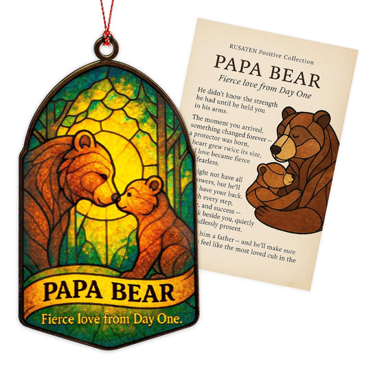 Best Papa Gifts, Best Dad Ever, Christmas Ornament 2025, Suncatcher Effect Stained Glass Window Hanging, Car Hanging Accessories